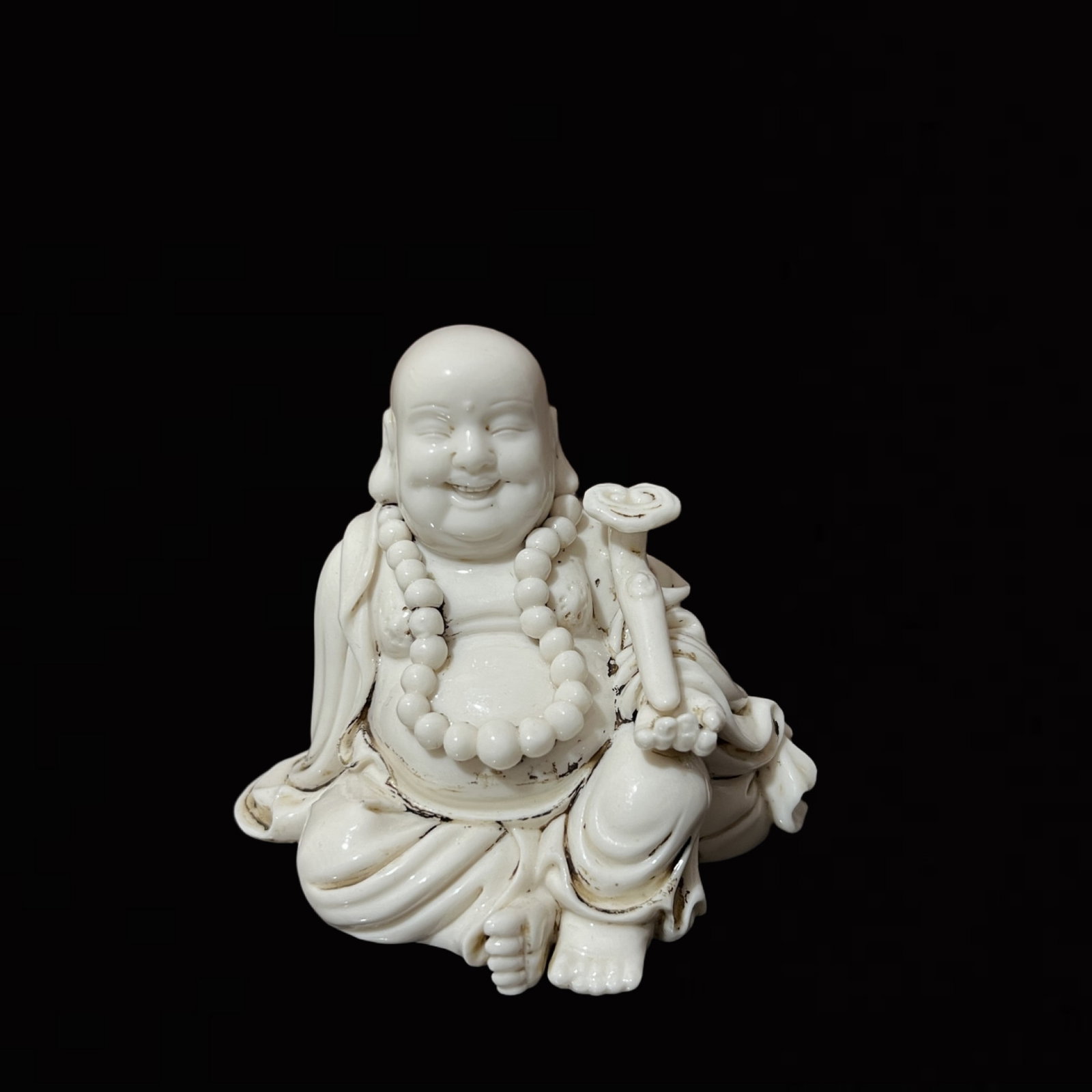 A Solemn Blance-De-Chine Statue of Maitreya Buddha: A Solemn Blance-De-Chine Statue of Maitreya Buddha,Ming Dynasty,China,He Chaozong Mark,Size:3.3in 德化瓷弥勒佛像,中国明代,何