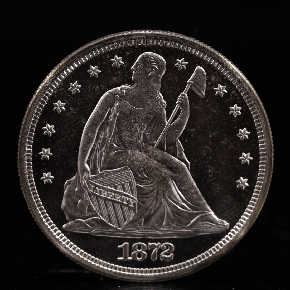 USA One Dollar 1872 Coin: American coin. IN GOD WE TRUST / LIBERTY / 1872 / UNITED STATES OF AMERICA / ONE DOL. Mint Mark: S.Weight:26.9g.