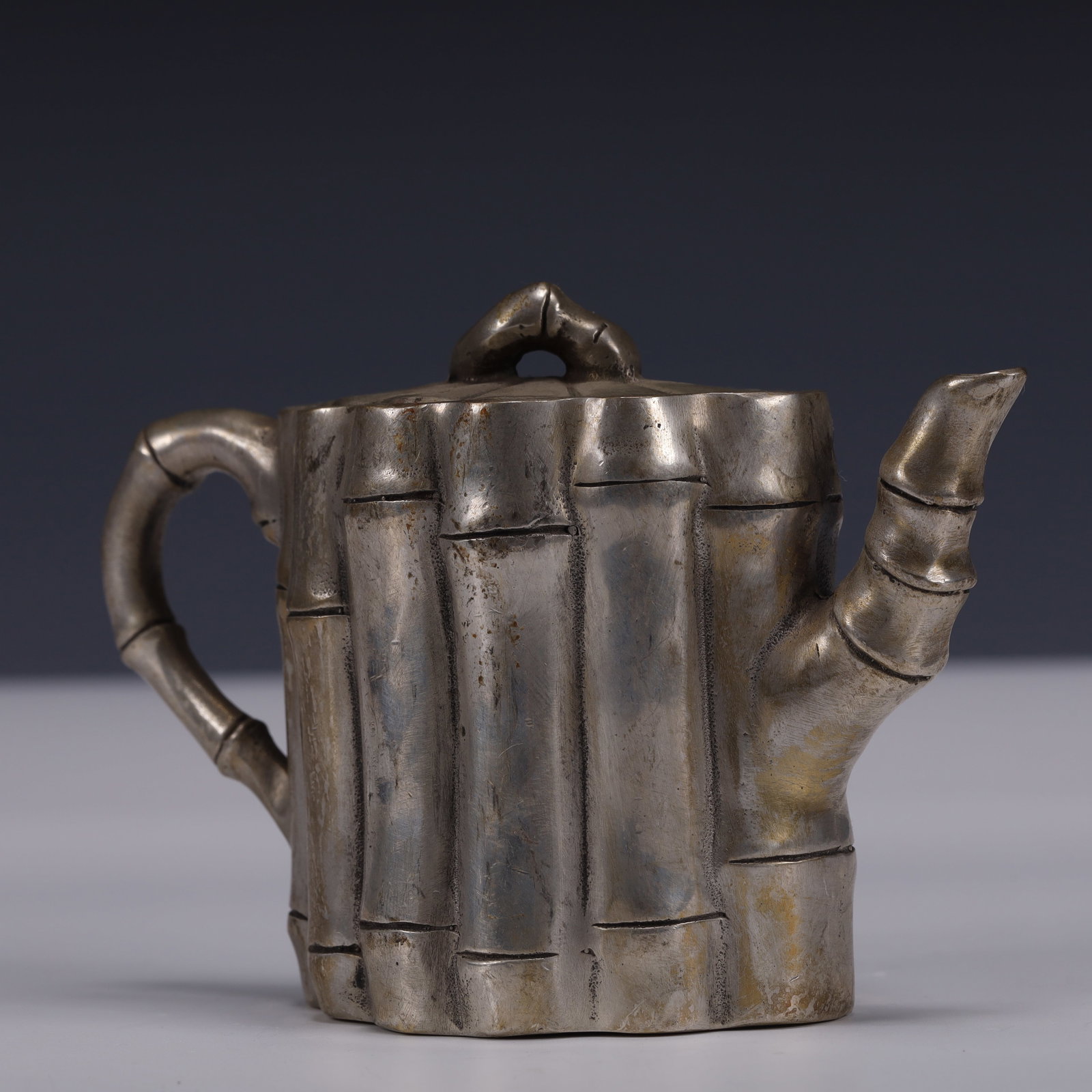 An Exquisite Silver-Plated Bronze Bamboo Pattern Ewer - 2