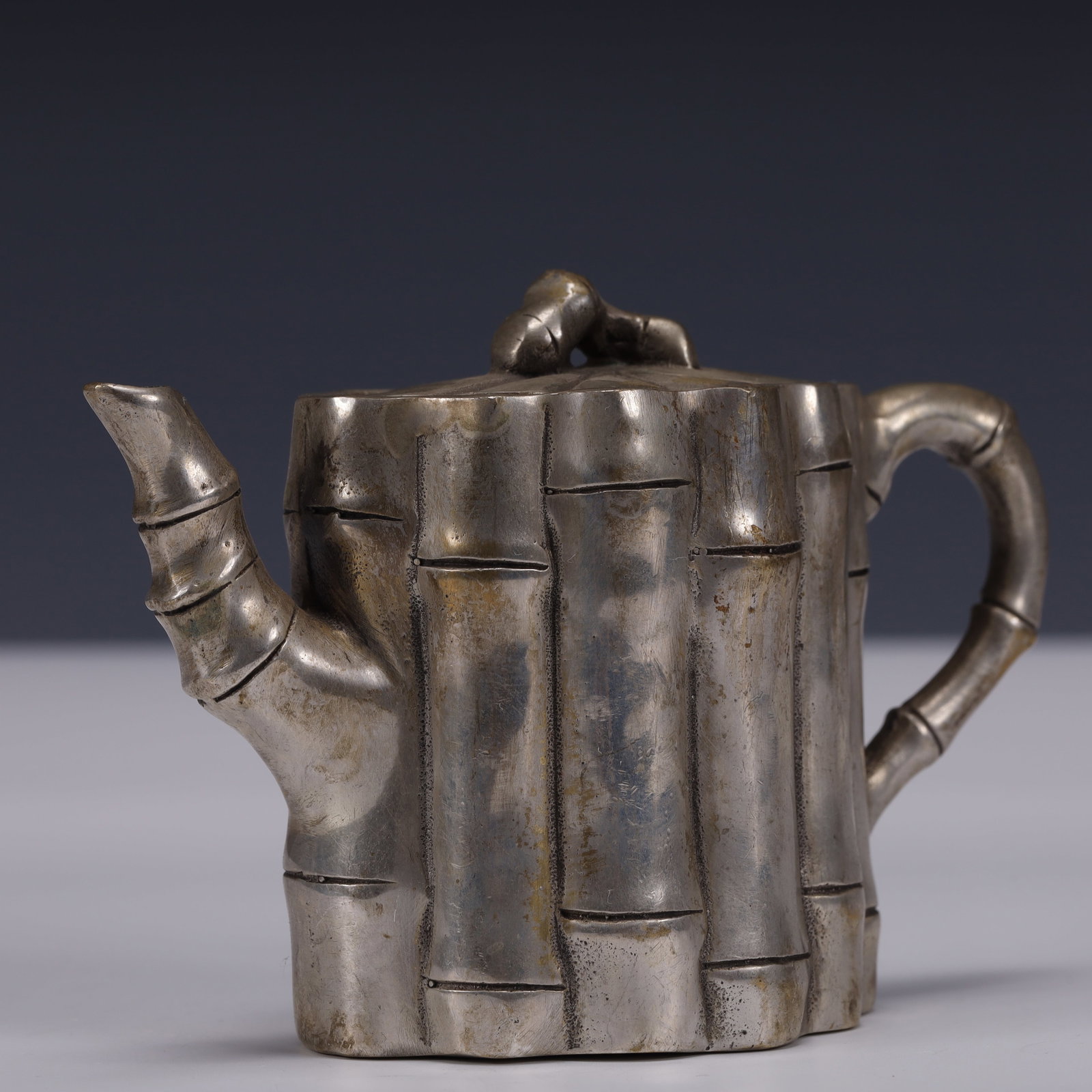 An Exquisite Silver-Plated Bronze Bamboo Pattern Ewer - 4