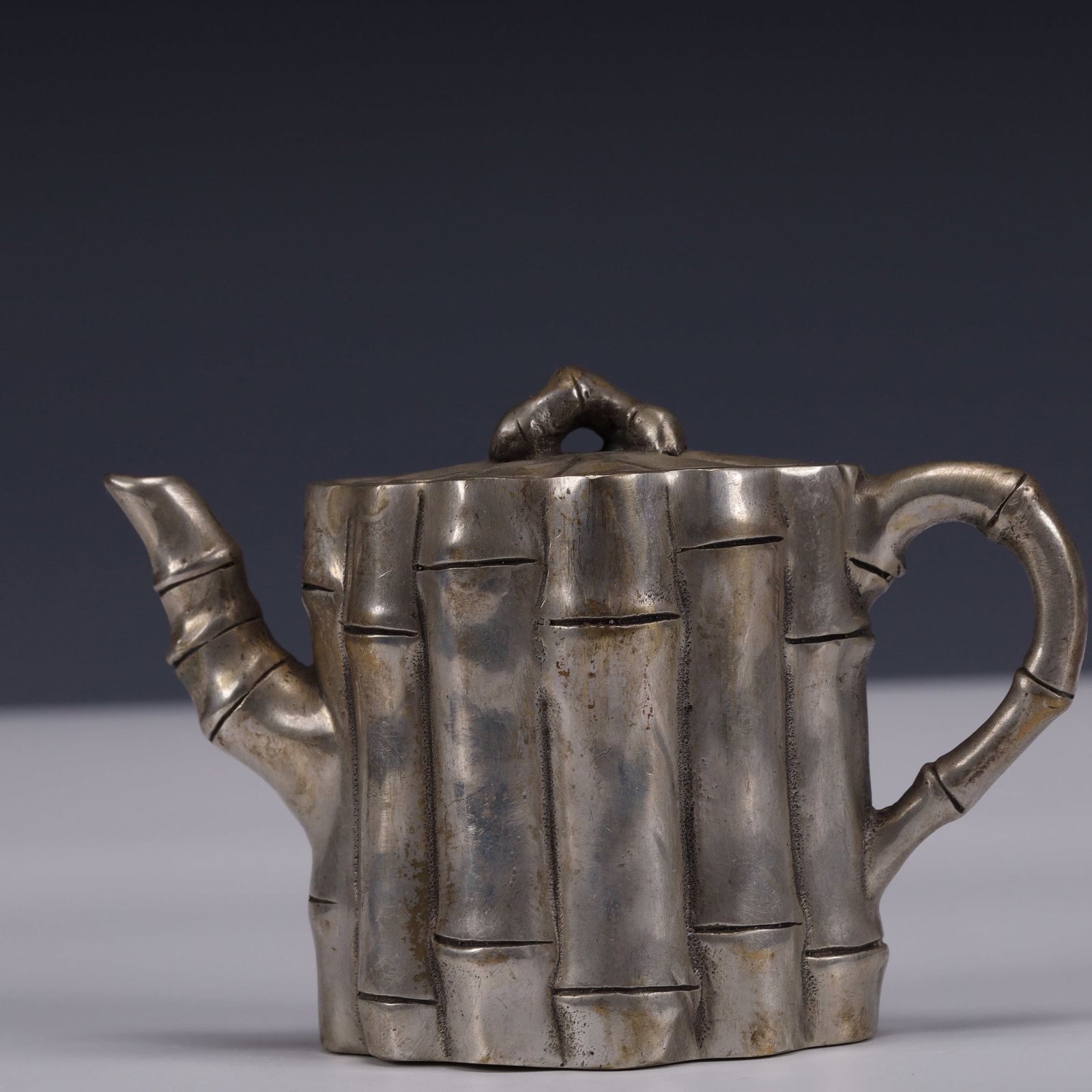 An Exquisite Silver-Plated Bronze Bamboo Pattern Ewer - 5