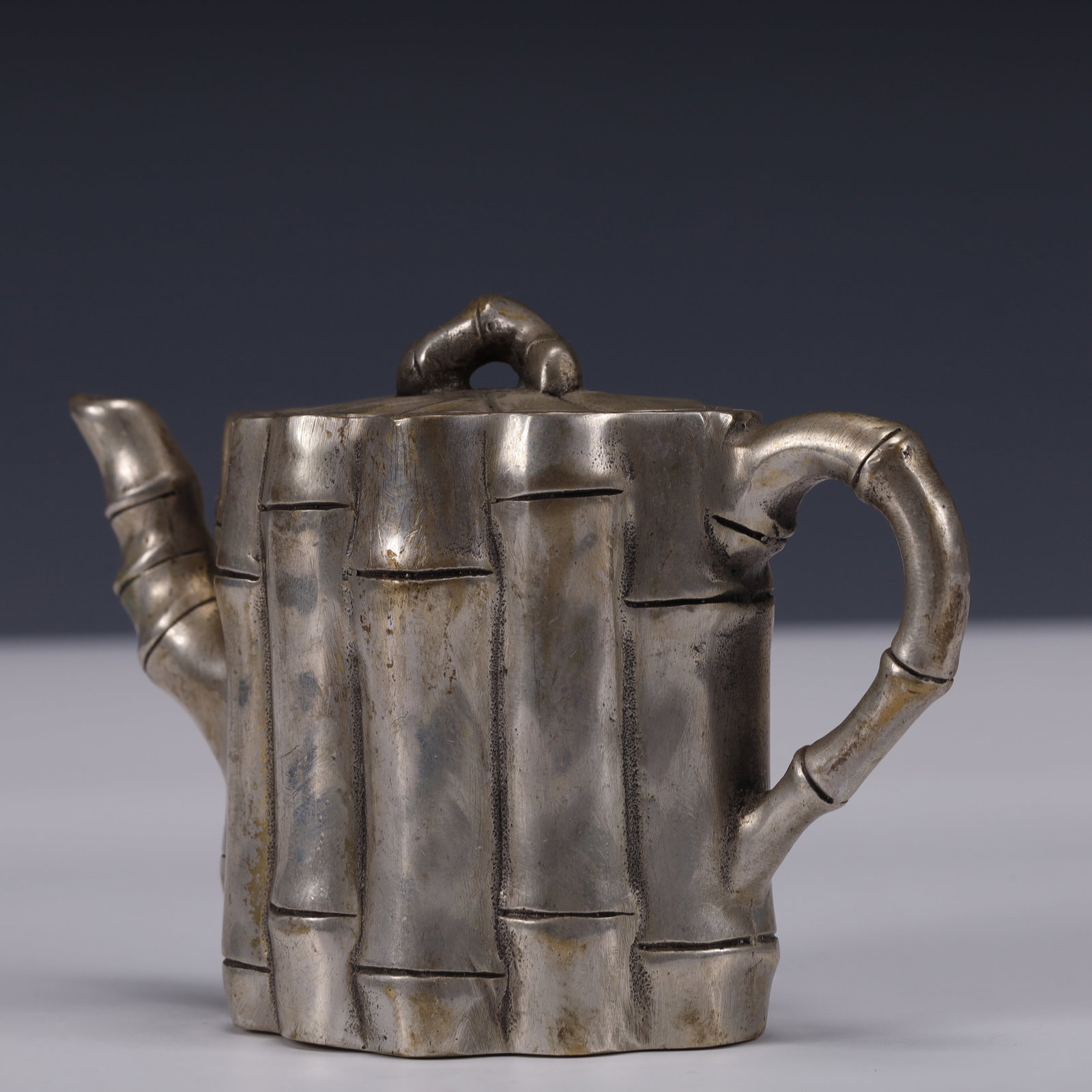 An Exquisite Silver-Plated Bronze Bamboo Pattern Ewer - 6