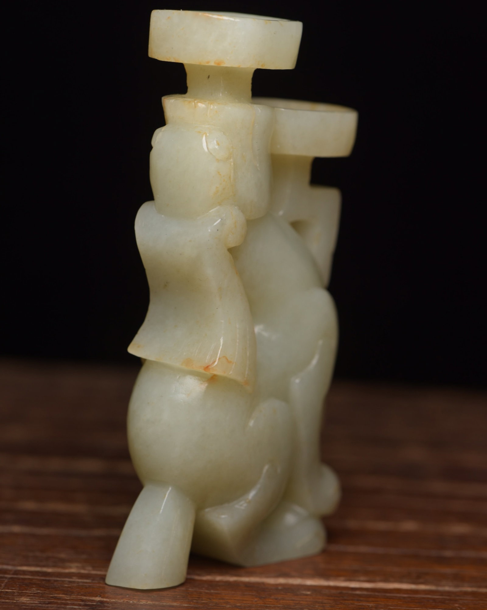 An Exquisite White Jade Beast Candlestick - 4