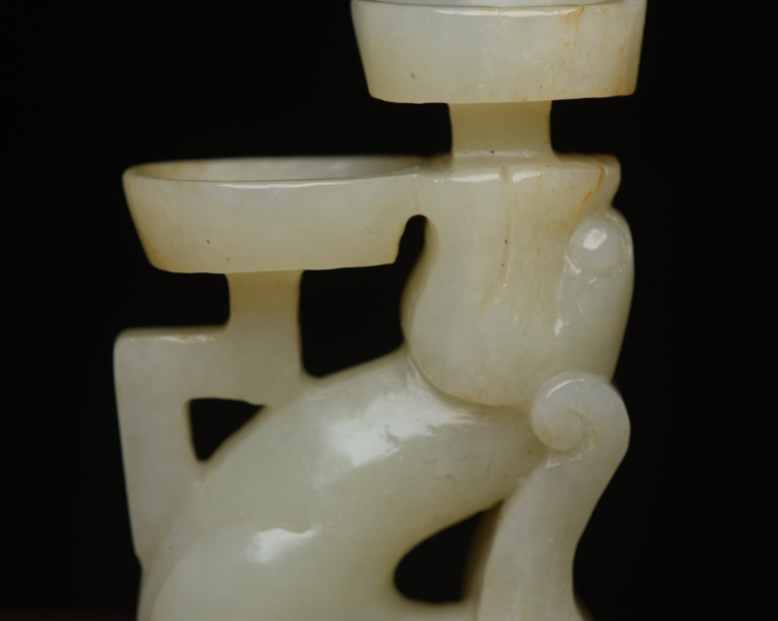 An Exquisite White Jade Beast Candlestick - 7