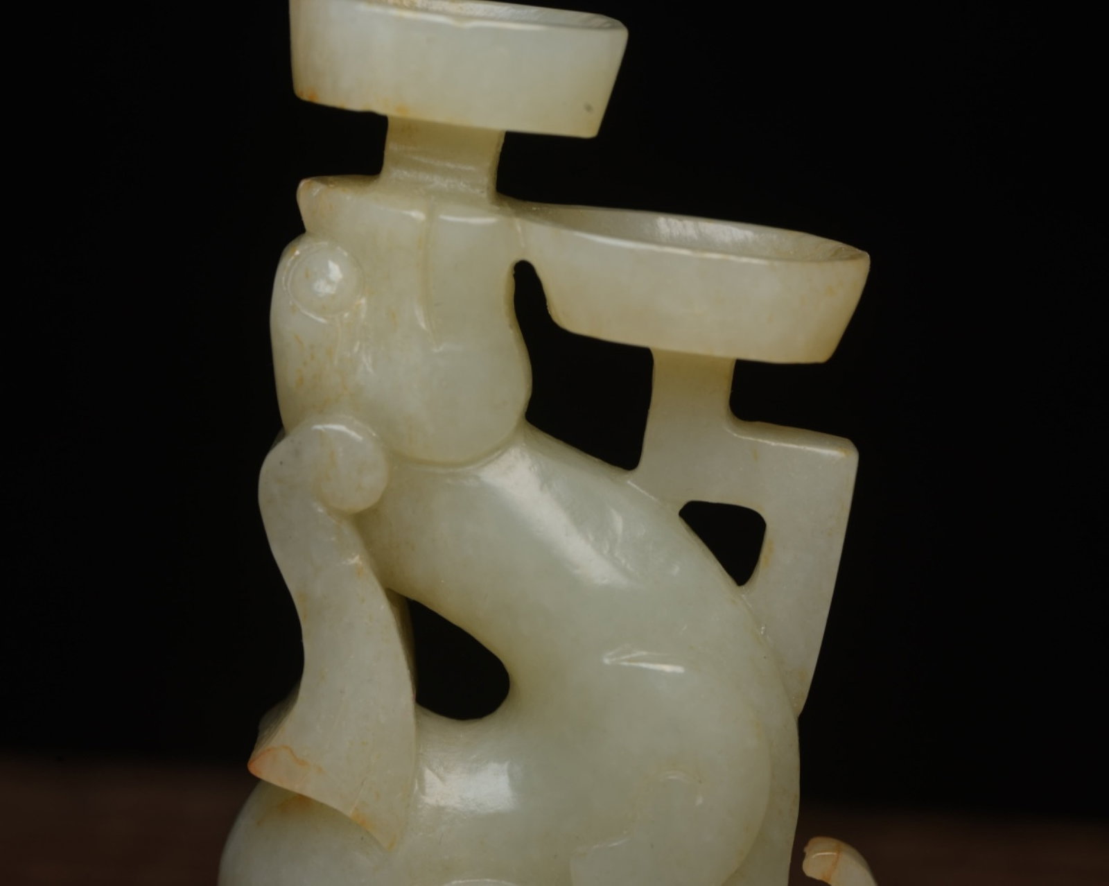 An Exquisite White Jade Beast Candlestick - 9