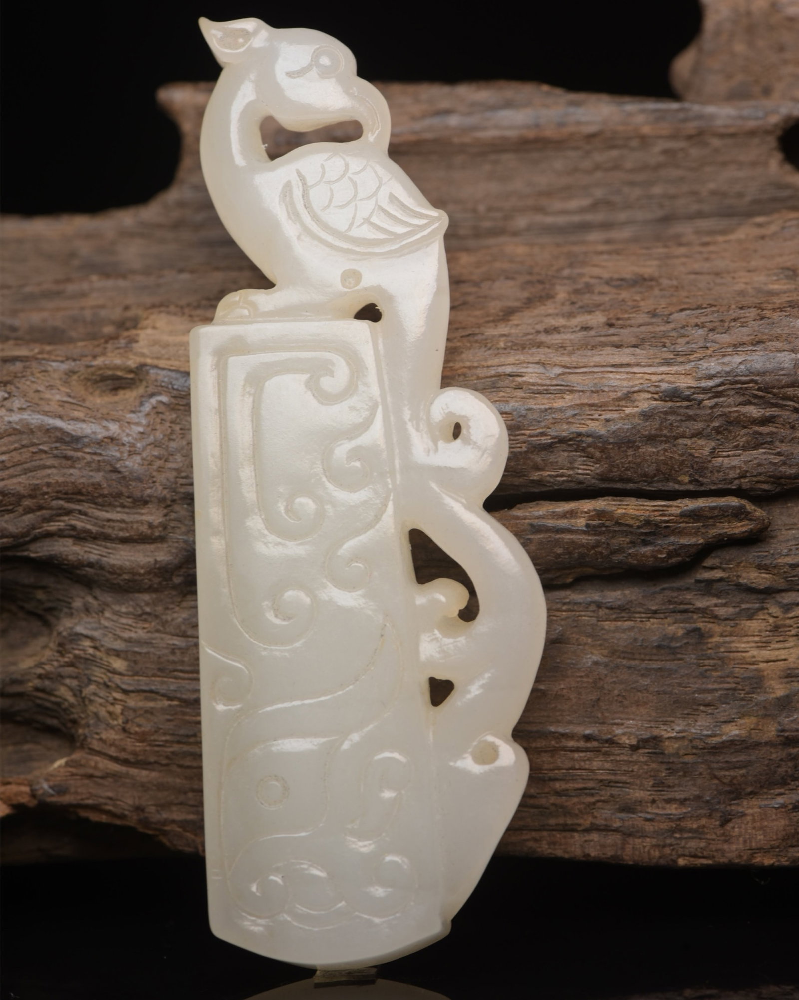 An Exquisite White Jade Phoenix Pattern Pendant - 2