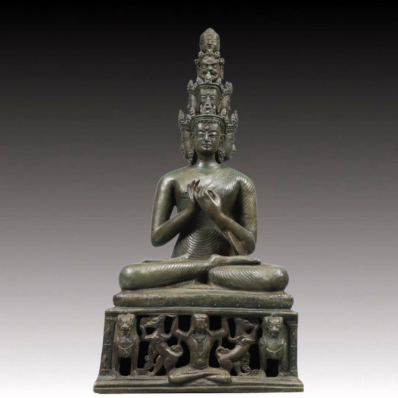A Solemn Bronze Statue of Avalokitesvara, With Inscription: A Solemn Bronze Statue of Avalokitesvara, With Inscription, Ming Dynasty, China, Size:13.2inx5.5inx18.9in, Weight:6500g