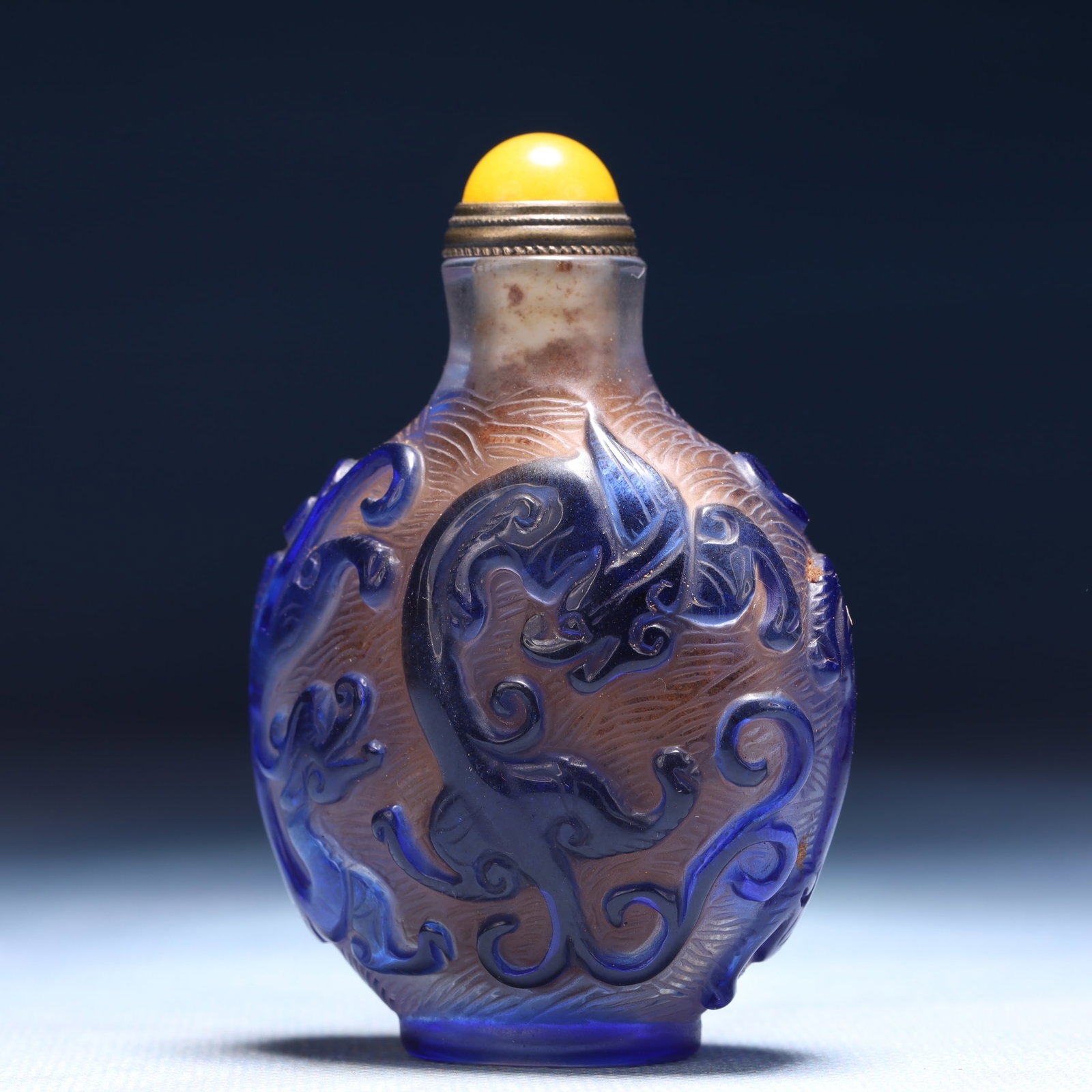 An Exquisite Glass Dragon Pattern Snuff Bottle - 5