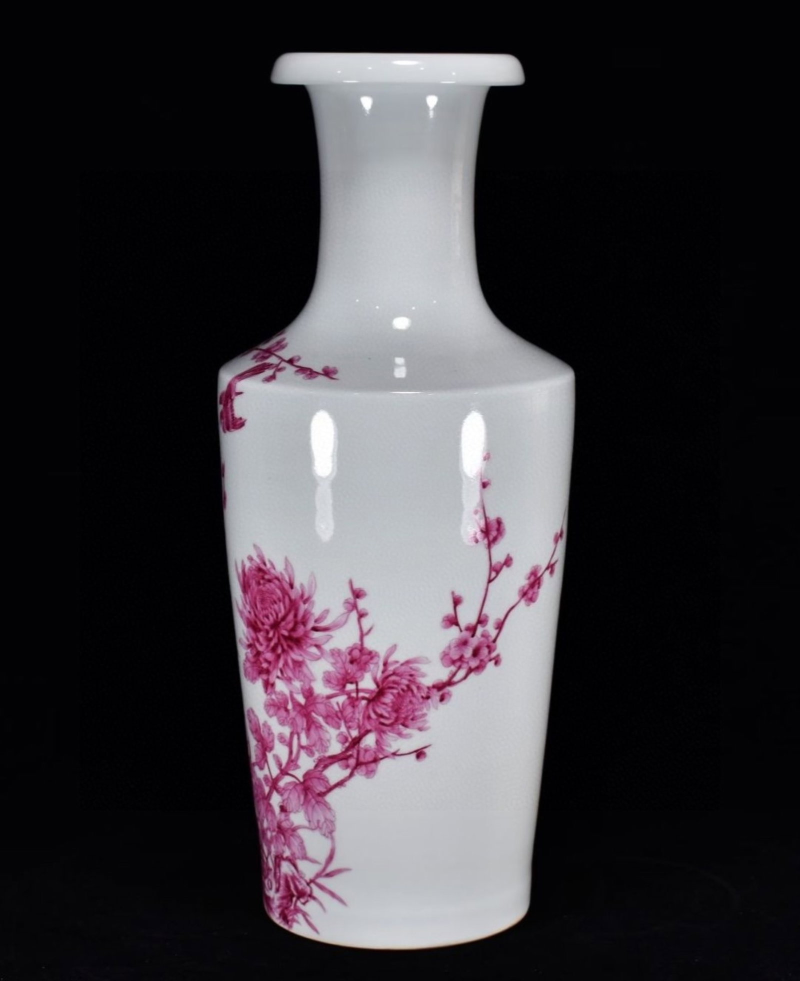 A precious Ruby Red-Glazed Flower and Bird Pattern Vase - 2