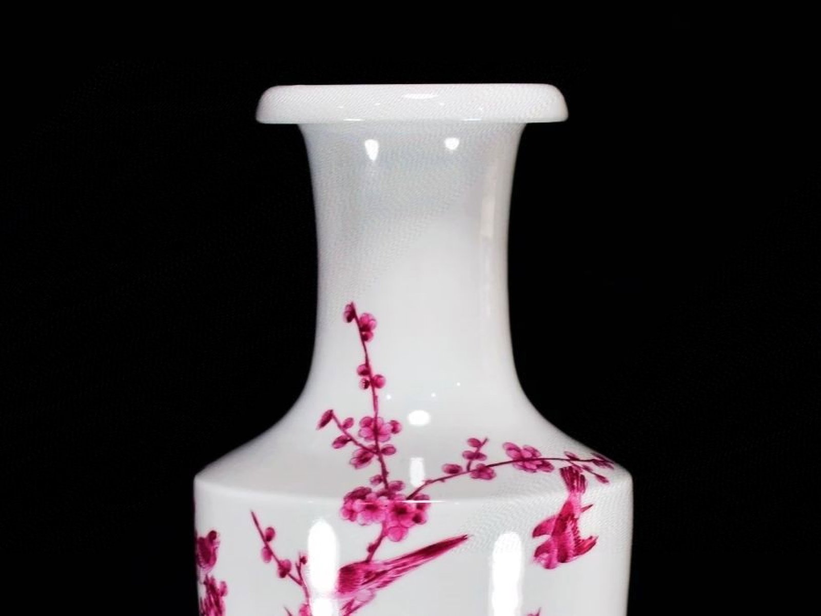 A precious Ruby Red-Glazed Flower and Bird Pattern Vase - 5