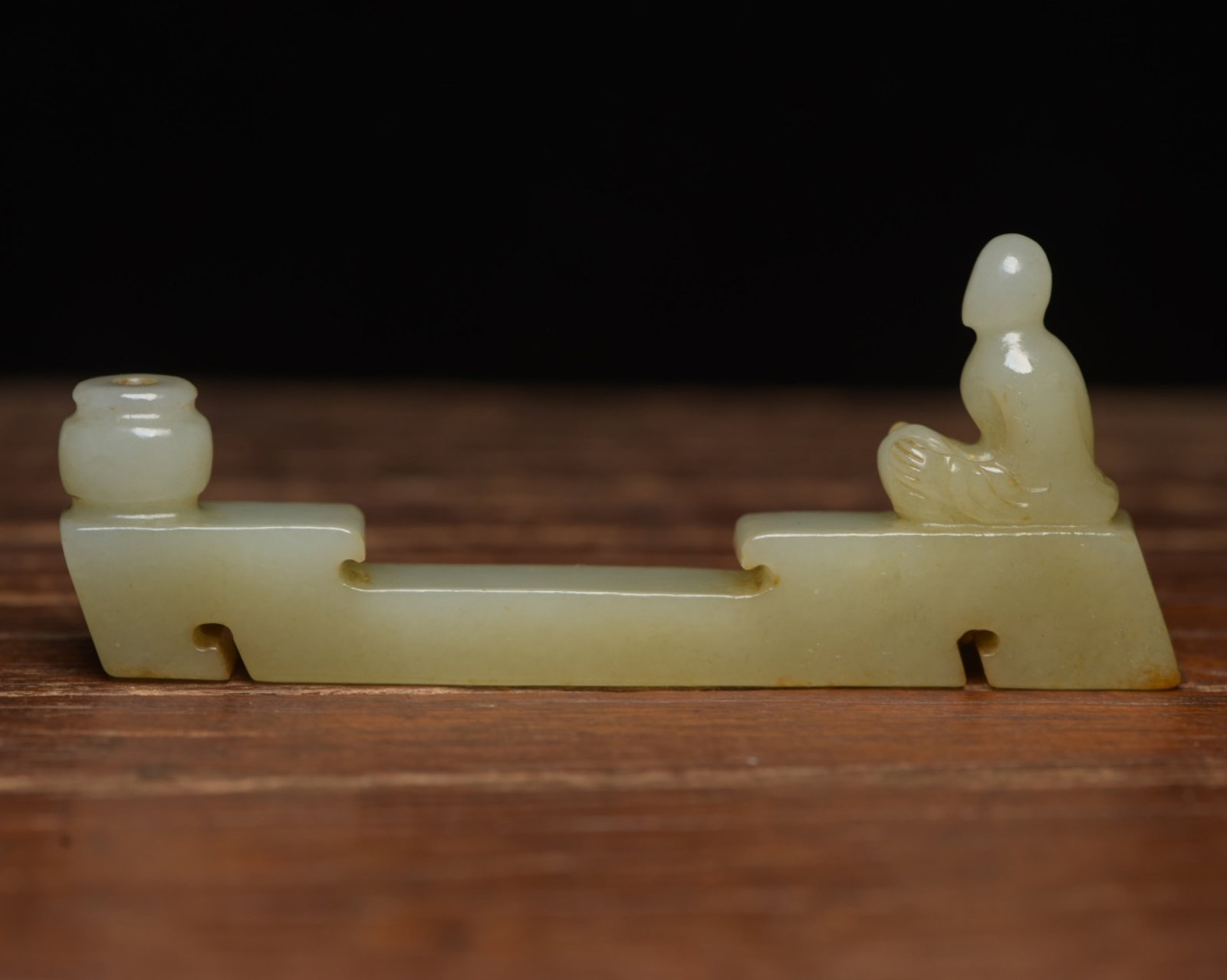 An Exquisite White Jade Figure Incense holder: An Exquisite White Jade Figure Incense holder,Qing Dynasty,China,Size:3.9inx1.6inx0.5in,Weight:51g 白玉人物香插,中国清代