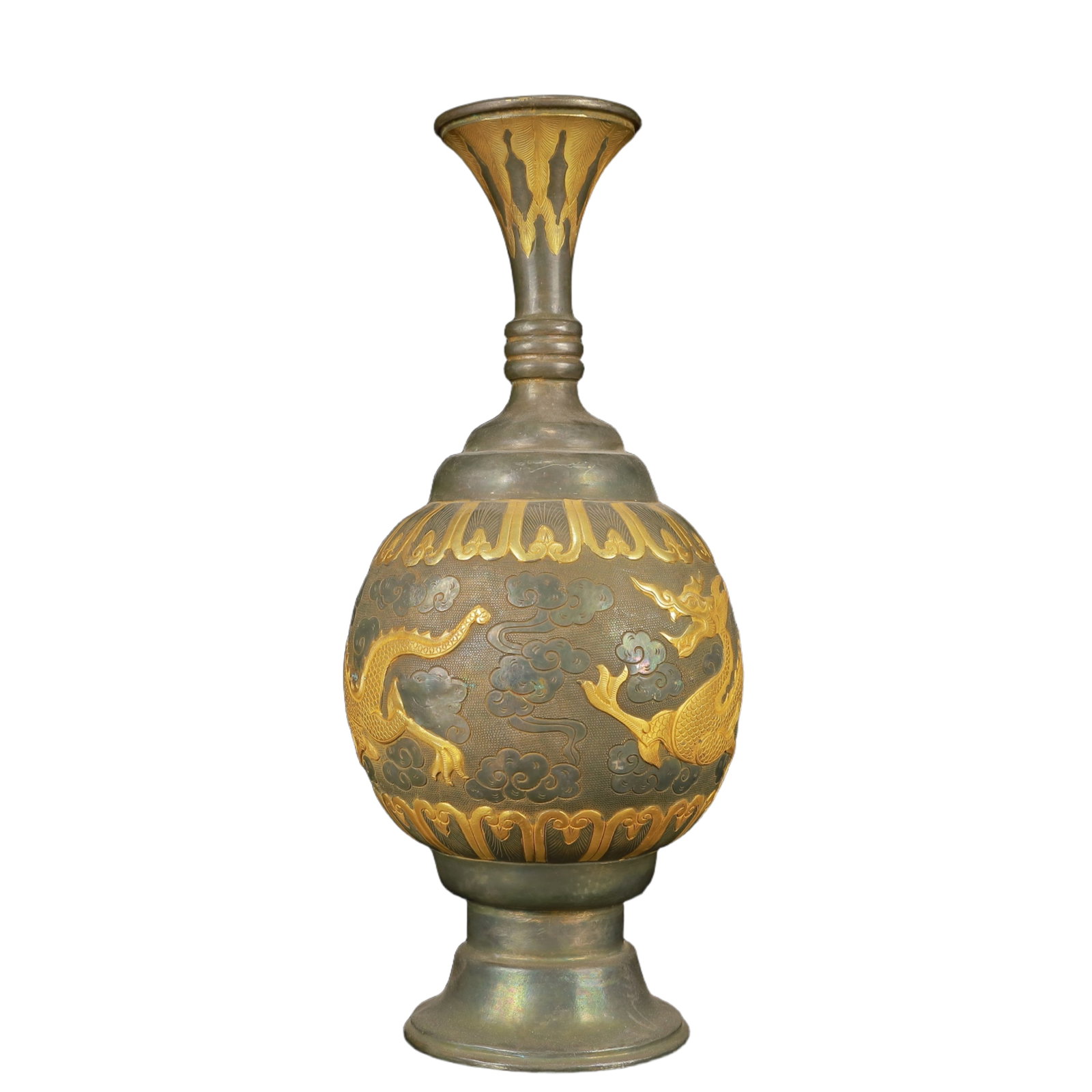 An Exquisite Gilt Silver Dragon Pattern Vase - 10