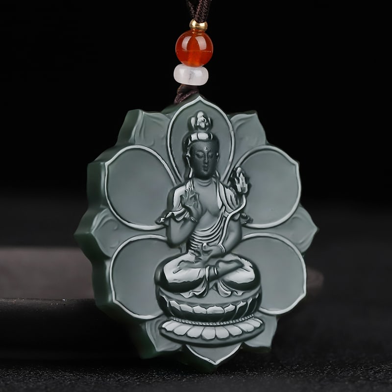 An Exquisite Cyan jade Statue of Bodhisattva Pendant: An Exquisite Cyan jade Statue of Bodhisattva Pendant,Size:45mmx8mm 青玉菩萨像挂件