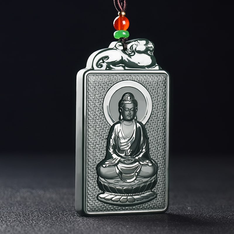 An Exquisite Cyan jade Statue of Sakyamuni Pendant: An Exquisite Cyan jade Statue of Sakyamuni Pendant,Size:70mmx39mmx8mm 青玉如来像挂件