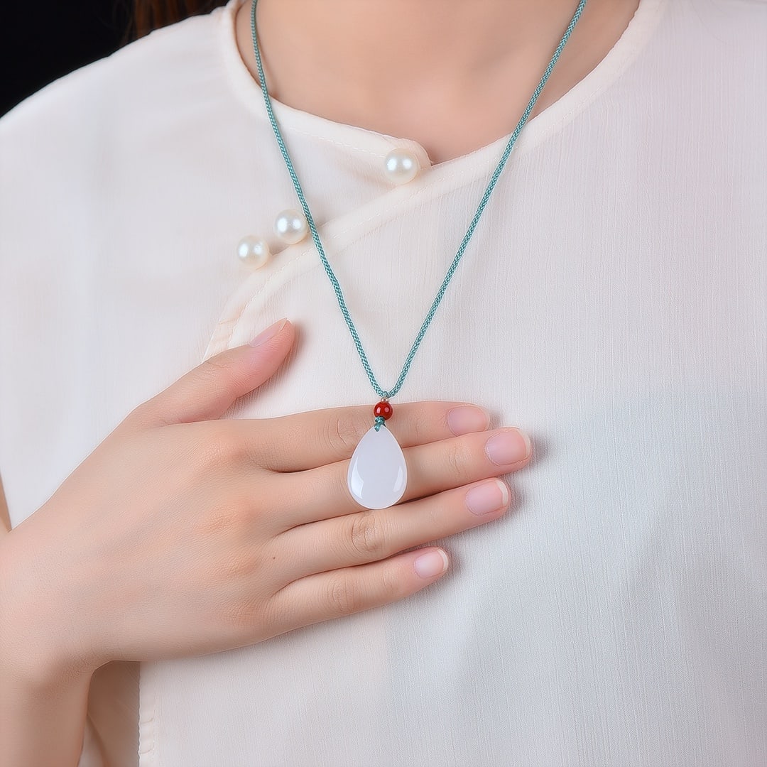 An Exquisite White Jade Pendant: An Exquisite White Jade Pendant,Size:19mmx28mm 白玉挂件