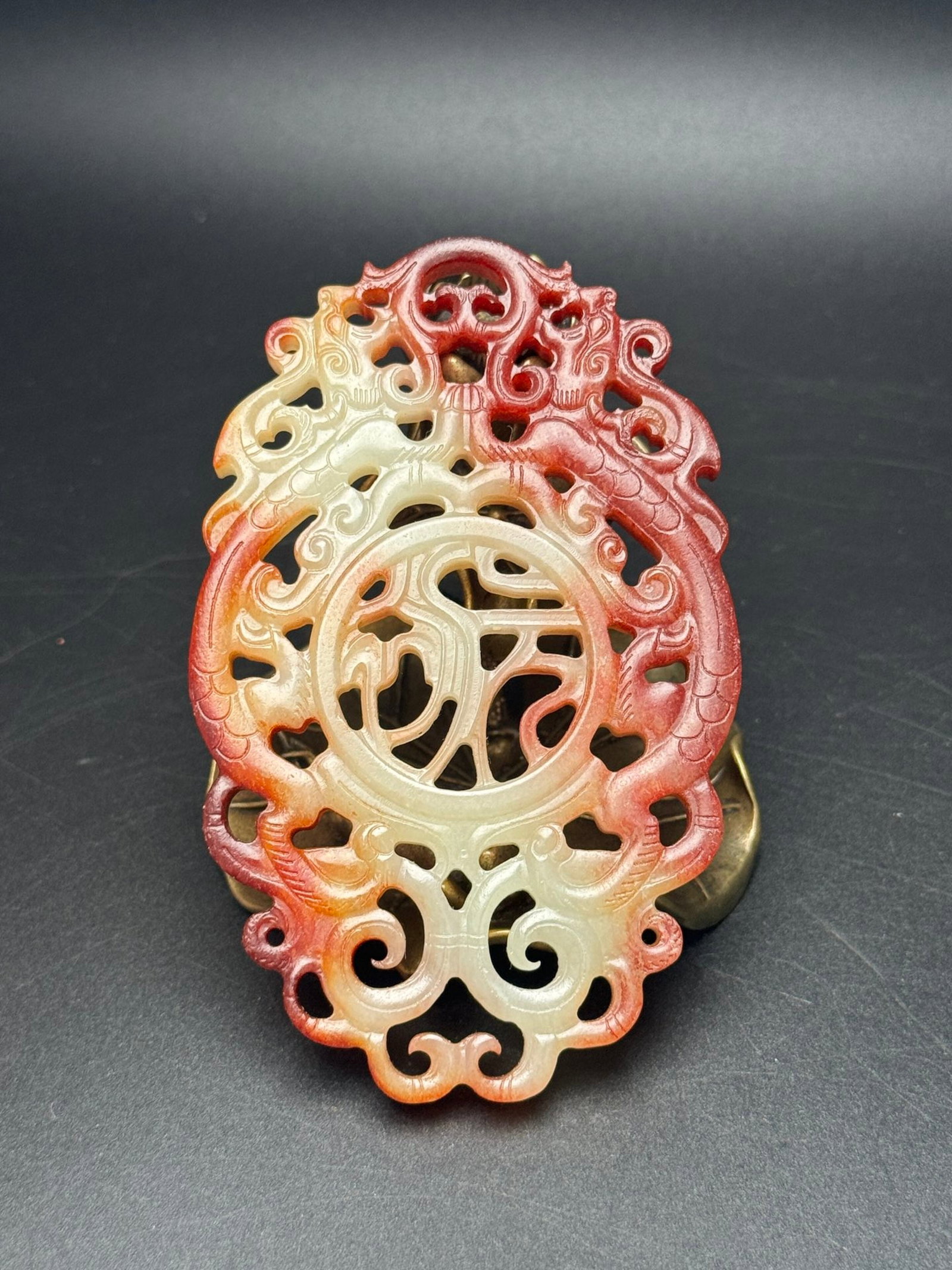 An Exquisite White Jade Dragon Pattern Pendant: An Exquisite White Jade Dragon Pattern Pendant,Qing Dynasty,China,Size:63mmx99mmx7mm,Weight:72g 白玉龙纹佩,中国清代
