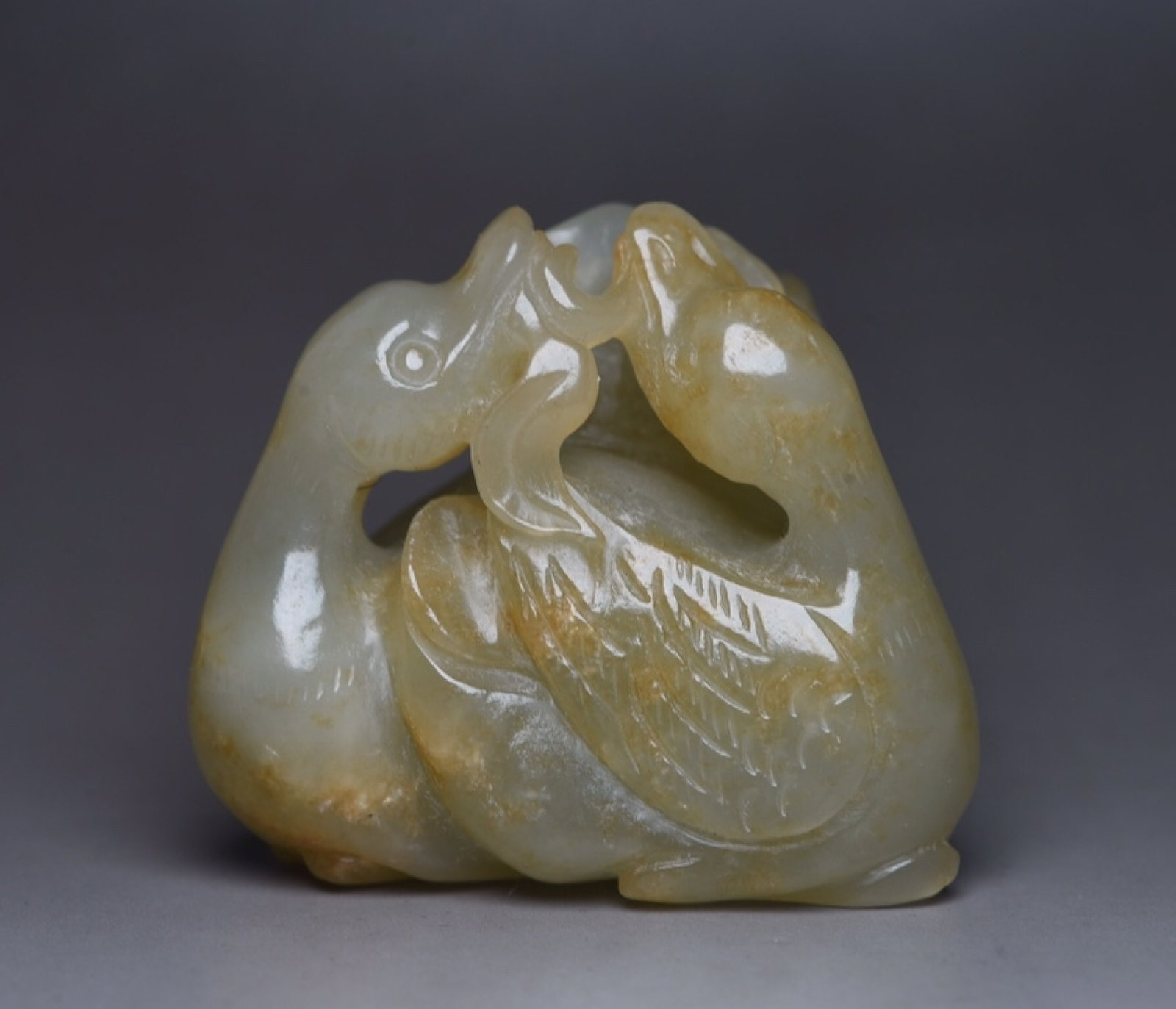 An Exquisite White Jade Goose Ornament: An Exquisite White Jade Goose Ornament,Qing Dynasty,China,Size:2.2inx1.8inx1.6in,Weight:123g 白玉鹅摆件,中国清代