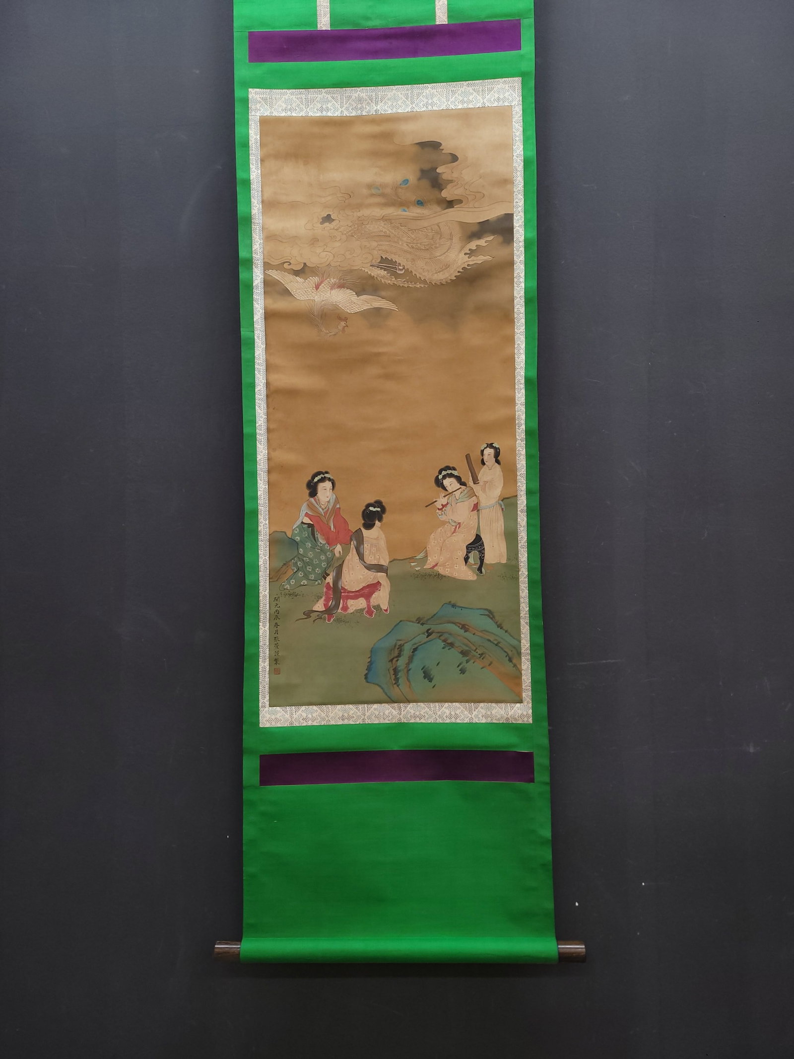 A Chinese Vertical Scroll Ink Painting of Figure on Silk: A Chinese Vertical Scroll Ink Painting of Figure on Silk,Zhang Xuan,Size:18.7inx44.1in 一幅中国水墨绢本人物画立轴,张