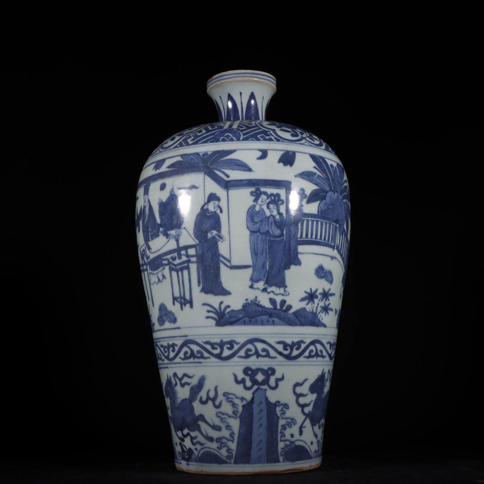 A Rare Blue and White Figure and Story Pattern Vase: A Rare Blue and White Figure and Story Pattern Vase,Ming Dynasty,China,Wanli Six-Character Mark,Size:13.8inx7.7in 青花人物故事纹瓶,中国ą