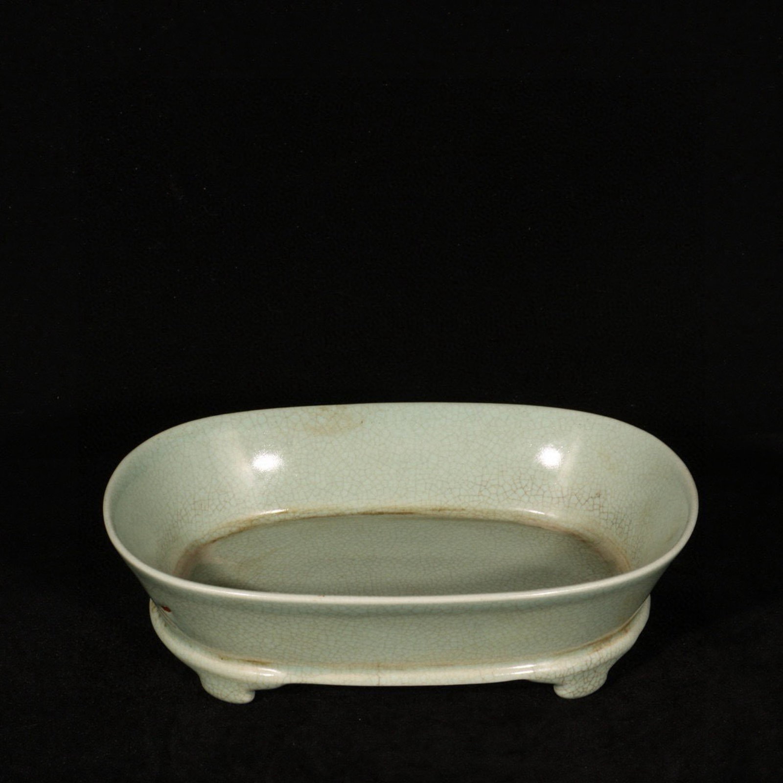 An Exquisite Ru yao Basin,with poem: An Exquisite Ru yao Basin,with poem,Song Dynasty,China,Size:2.6inx9.1in 汝窑盆，带诗文,中国宋代