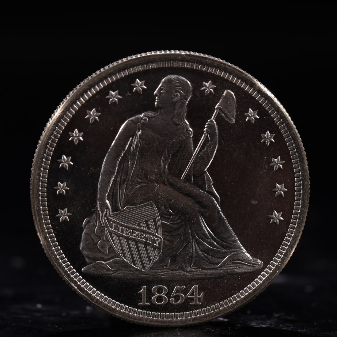 USA One Dollar 1854 Coin: American coin. IN GOD WE TRUST / LIBERTY / 1854 / UNITED STATES OF AMERICA / ONE DOL. Weight:26.9g.