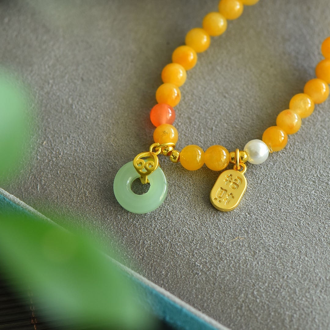 An Exquisite Yellow Jade Bracelet: An Exquisite Yellow Jade Bracelet,Size:6mm 黄玉手链
