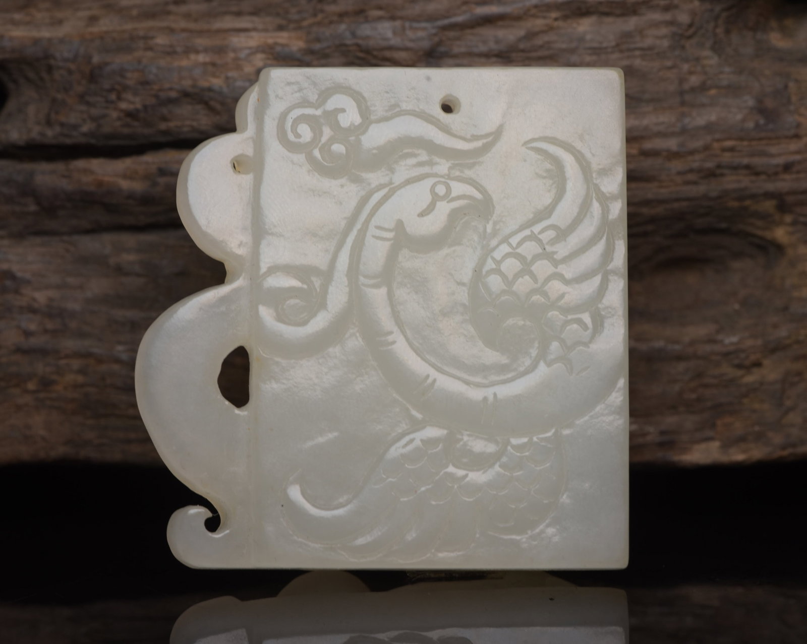 An Exquisite White Jade Phoenix Pattern Ornament - 2