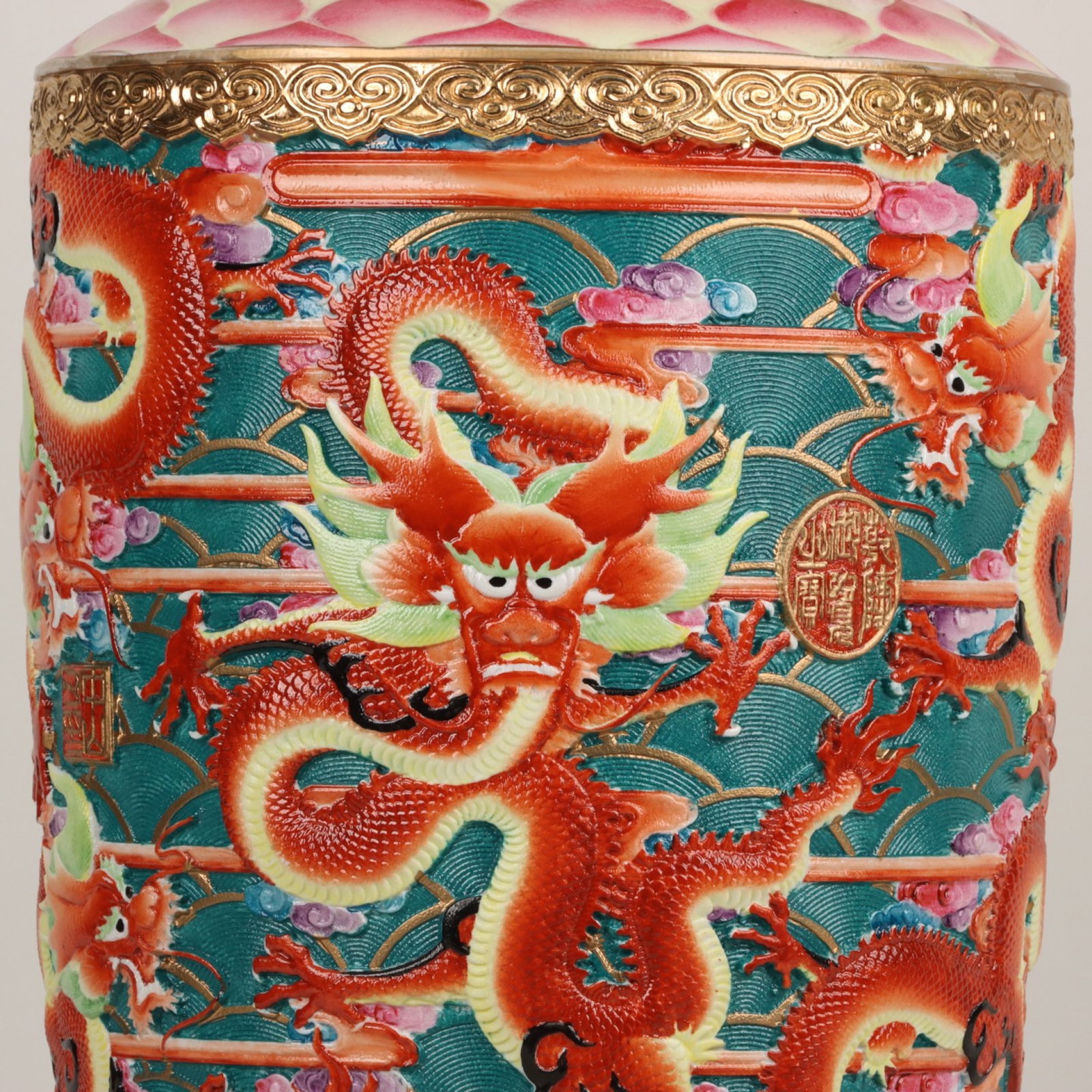A Huge Enamel Gilt Dragon Pattern Vase - 5