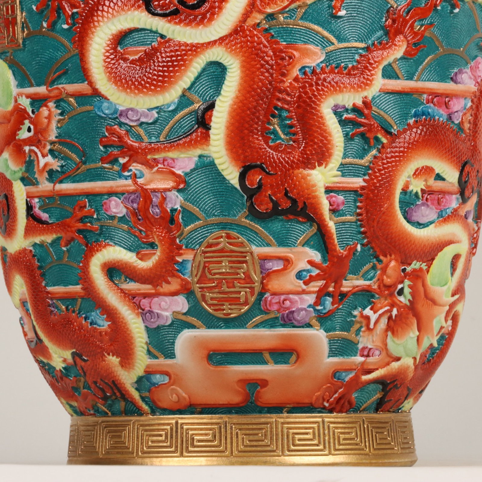 A Huge Enamel Gilt Dragon Pattern Vase - 6