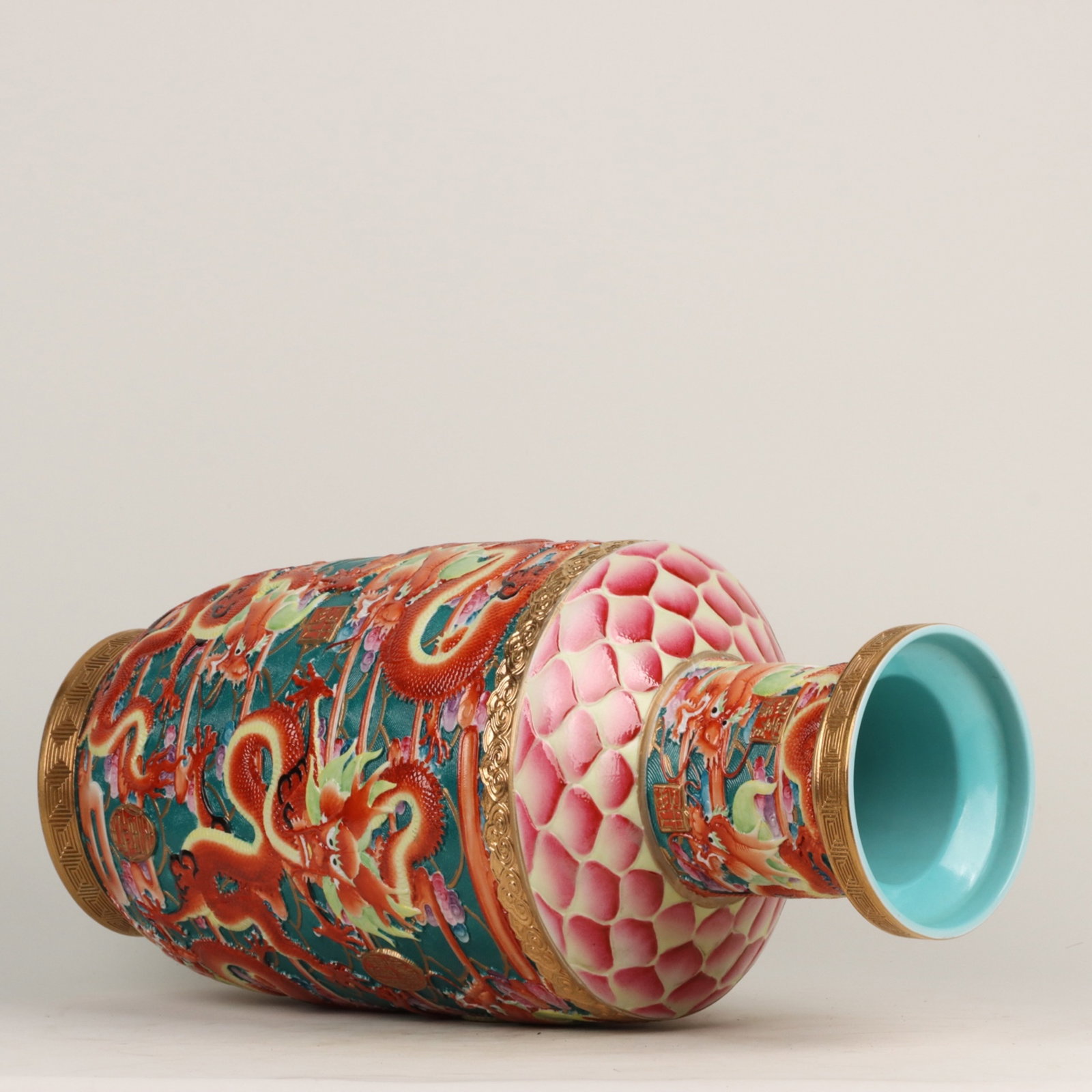 A Huge Enamel Gilt Dragon Pattern Vase - 7