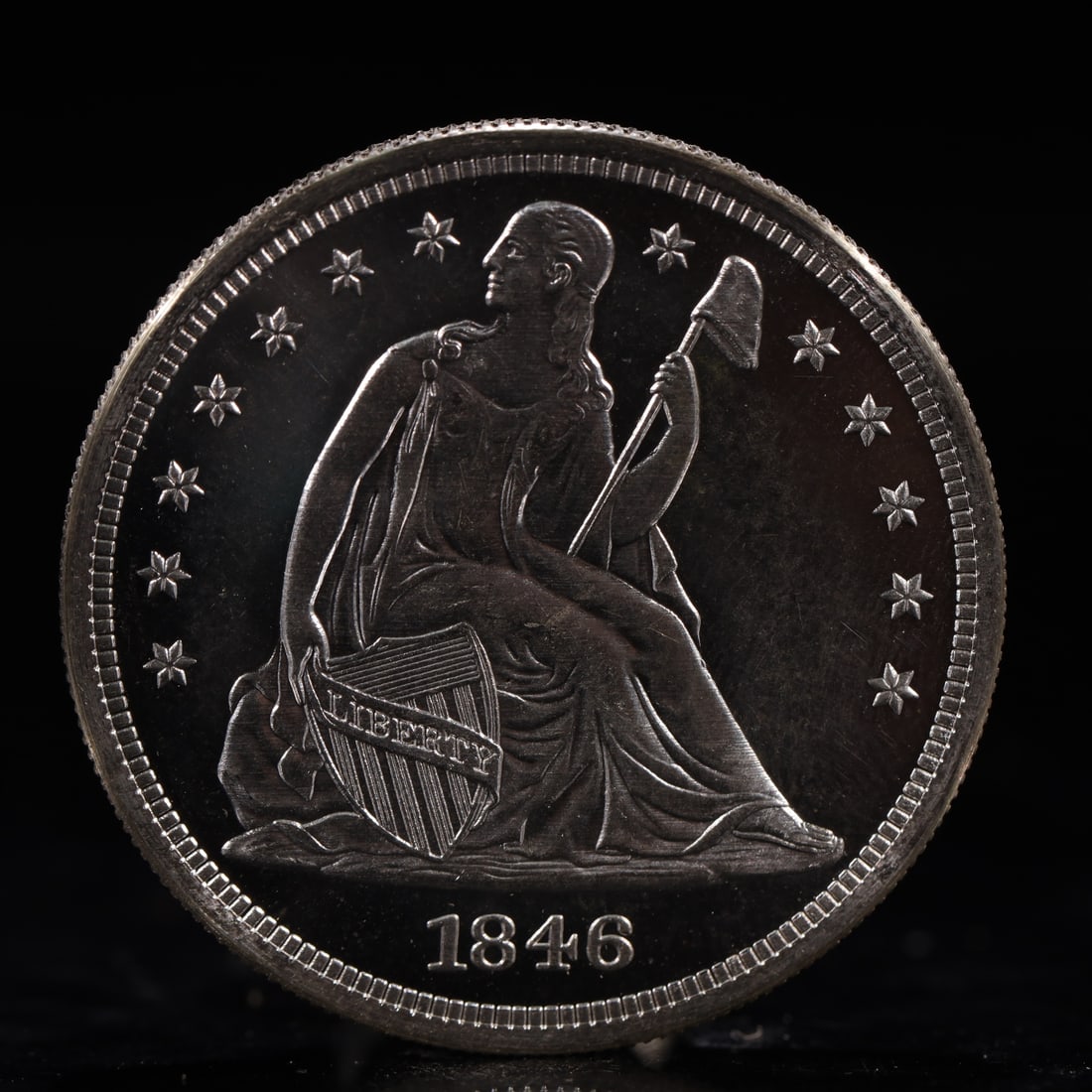 USA One Dollar 1846 Coin: American coin. IN GOD WE TRUST / LIBERTY / 1846 / UNITED STATES OF AMERICA / ONE DOL. Weight:26.9g.