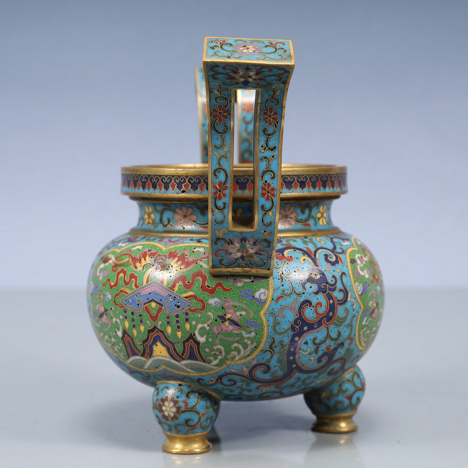 An Exquisite Cloisonne Lotus Pattern Double-Ears and Tripod Censer (1 of 9)
