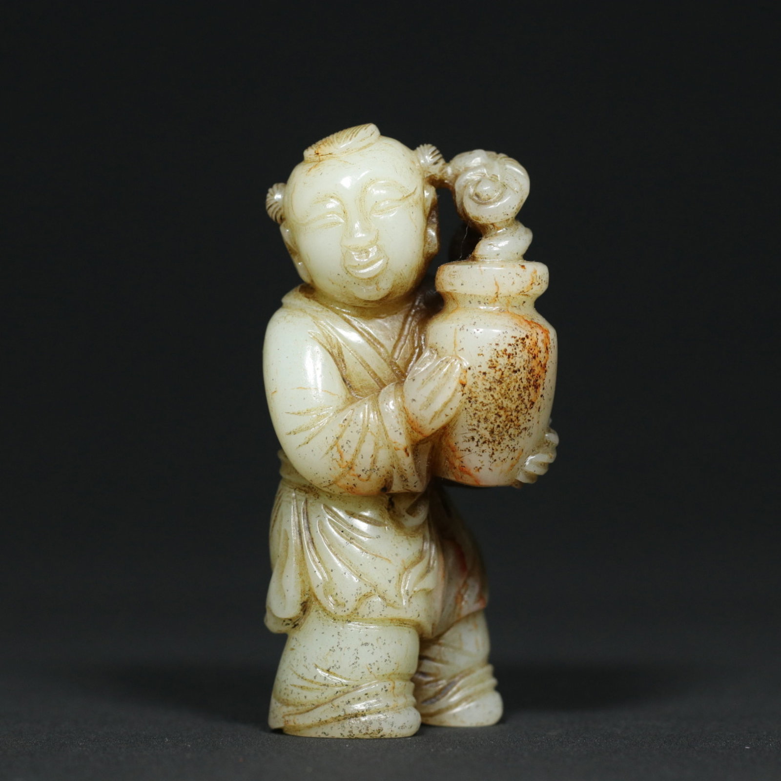 An Exquisite White Jade Figure Ornament: An Exquisite White Jade Figure Ornament,Qing Dynasty,China,Size:3.1inx1.5inx1.3in,Weight:118.2g 白玉人物摆件,中国清代