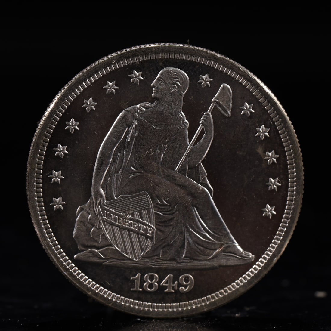 USA One Dollar 1849 Coin: American coin. IN GOD WE TRUST / LIBERTY / 1849 / UNITED STATES OF AMERICA / ONE DOL. Weight:26.9g.