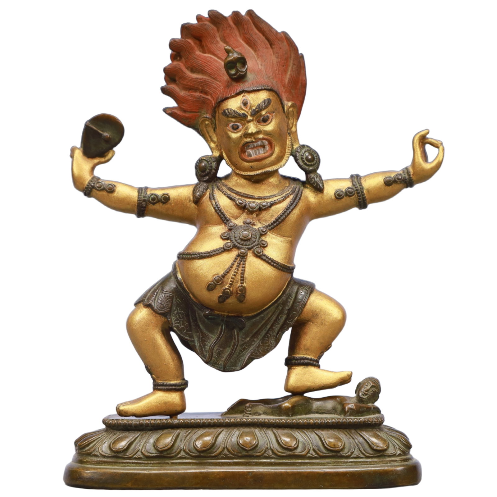 A Solemn Gilt Bronze Statue of Mammon: A Solemn Gilt Bronze Statue of Mammon,Qing Dynasty, China,Size:4.3inx2inx5.9in,Weight:800g 铜鎏金财神像,中国清代