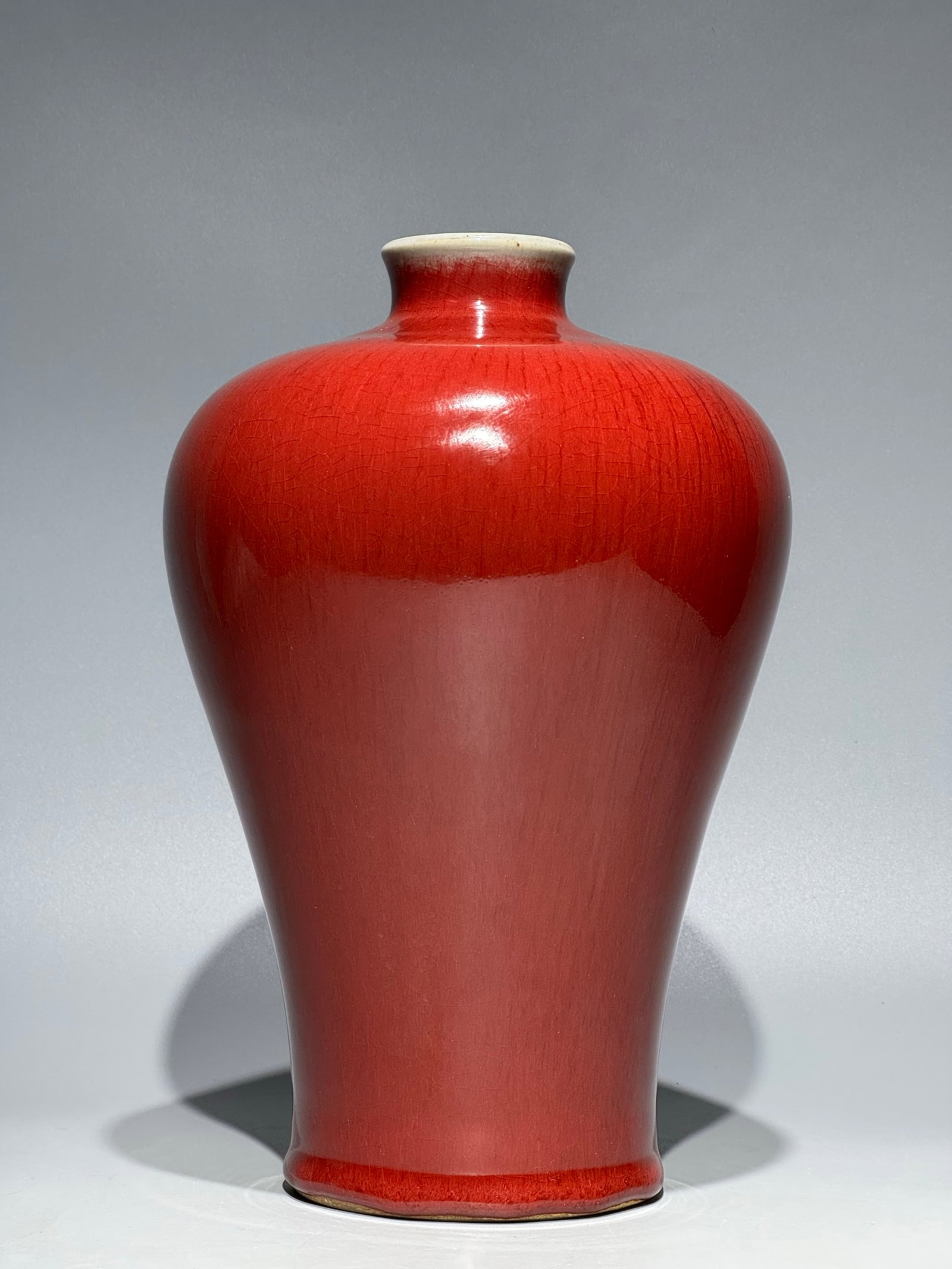 An Exquisite Red Glazed Vase: An Exquisite Red Glazed Vase,Qing Dynasty,China,Qianlong Six-character Mark,Size:9.4inx5.9in 红釉瓶,中国清代,乾隆六字款
