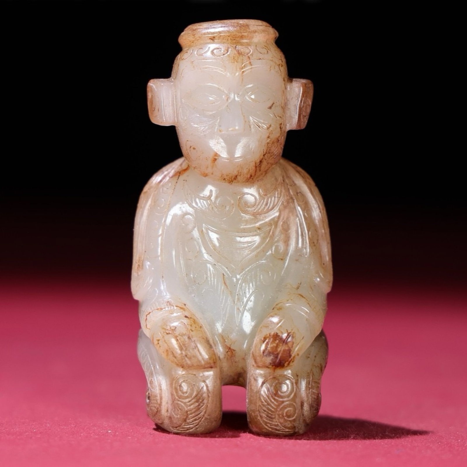 White Jade Figure Pendant: White Jade Figure Pendant,Qing Dynasty,China,Size:62mmx33mmx30mm,Weight:77g 白玉人物挂件,中国清代