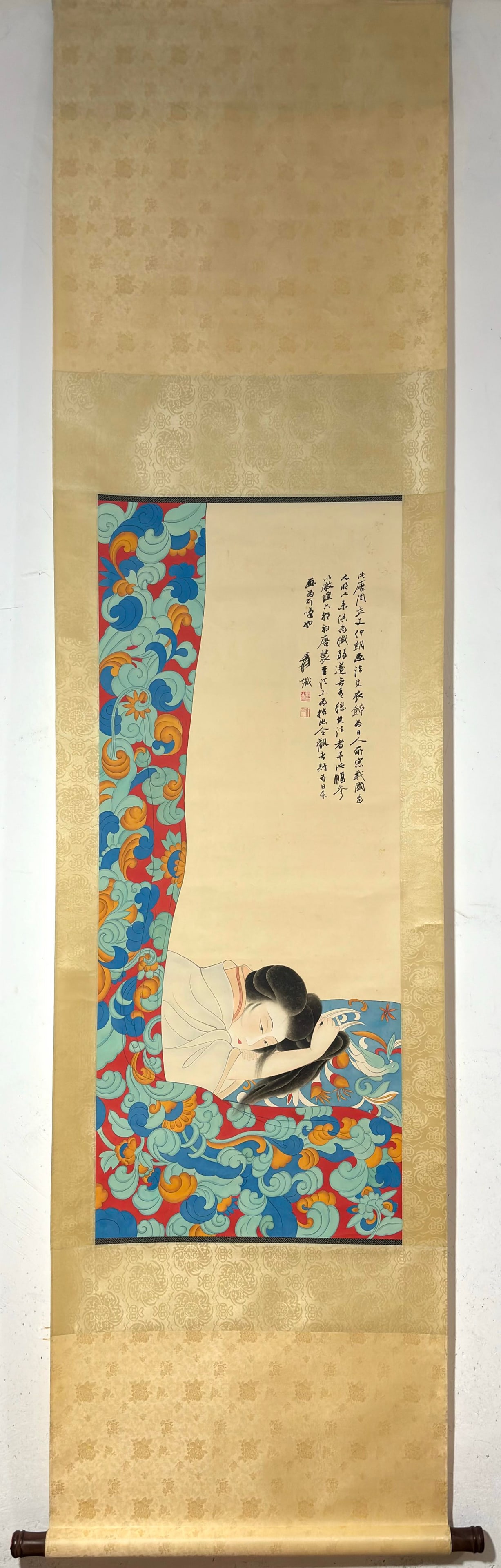 A Chinese Vertical Scroll Ink Painting of Figure on Paper: A Chinese Vertical Scroll Ink Painting of Figure on Paper,Zhang Daqian,Size:43.3inx17.9in 一幅中国水墨人物画立轴,张大Õ
