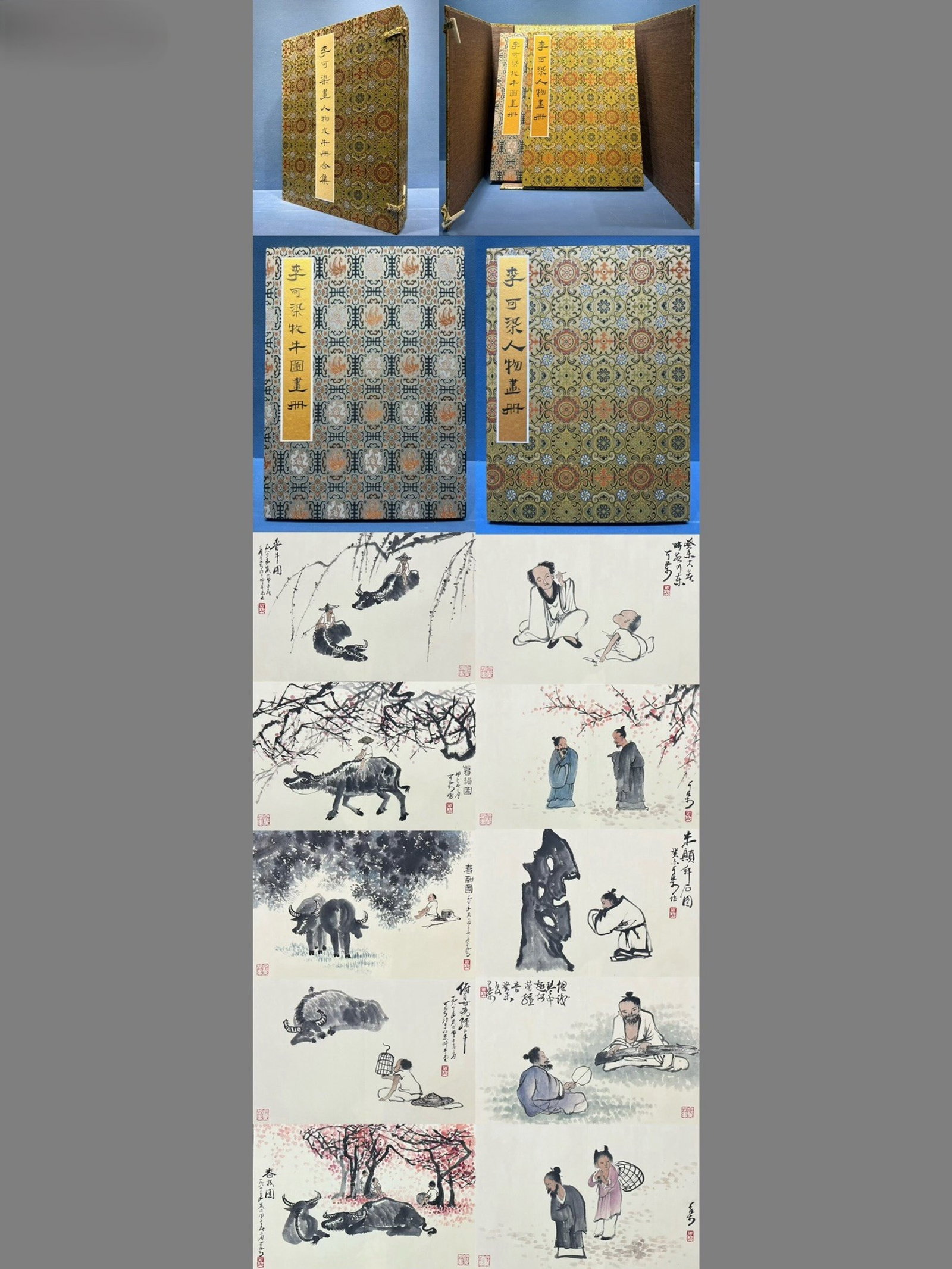 A Set of Chinese Album Ink Painting of Figure and Story on Paper: A Set of Chinese Album Ink Painting of Figure and Story on Paper,Li Keran,Size:(Album)9.8inx13.4in,(Without Frame)19.7inx13.4in