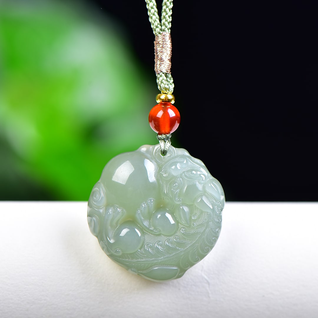 An Exquisite Greenish Jade Wealth-Attracting Creature Pendant: An Exquisite Greenish Jade Wealth-Attracting Creature Pendant,Size:27mmx27mm 青玉貔貅挂件