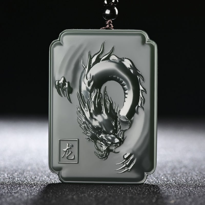 An Exquisite Cyan jade Dragon Pattern Pendant: An Exquisite Cyan jade Dragon Pattern Pendant 青玉龙纹挂件