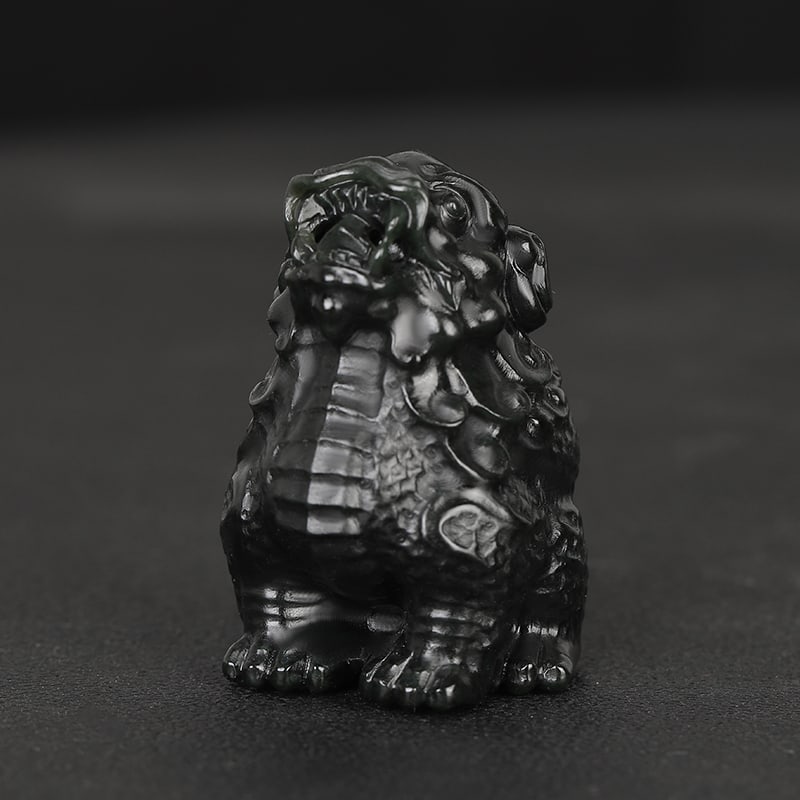 An Exquisite Cyan jade Wealth-Attracting Creature Ornament: An Exquisite Cyan jade Wealth-Attracting Creature Ornament,Size:55mmx40mmx37mm 青玉貔貅摆件