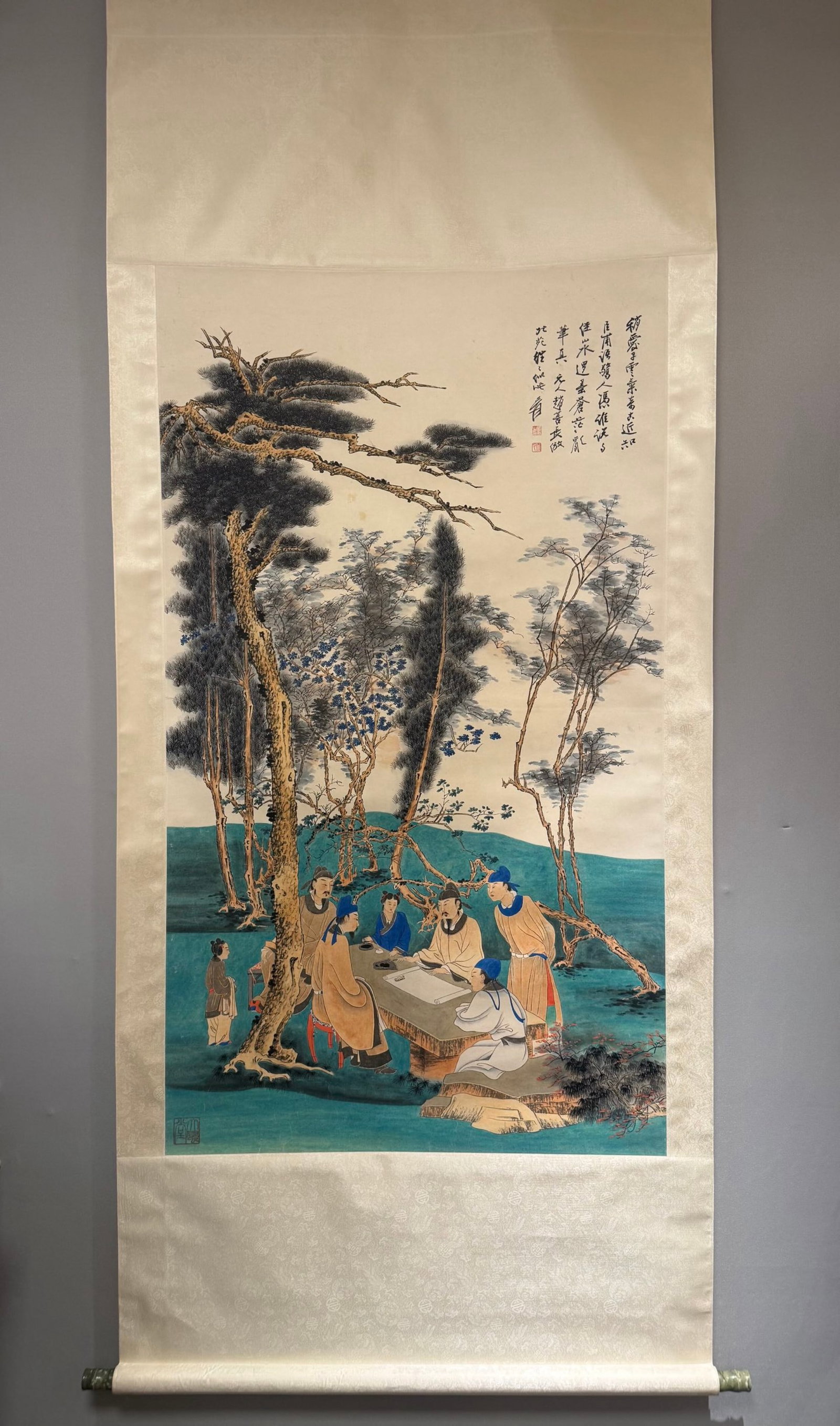 A Chinese Vertical Scroll Ink Painting of Landscape and Figure on Paper: A Chinese Vertical Scroll Ink Painting of Landscape and Figure on Paper,Zhang Daqian,Size:56.3inx31.9in 一幅中国水墨山水人物画立