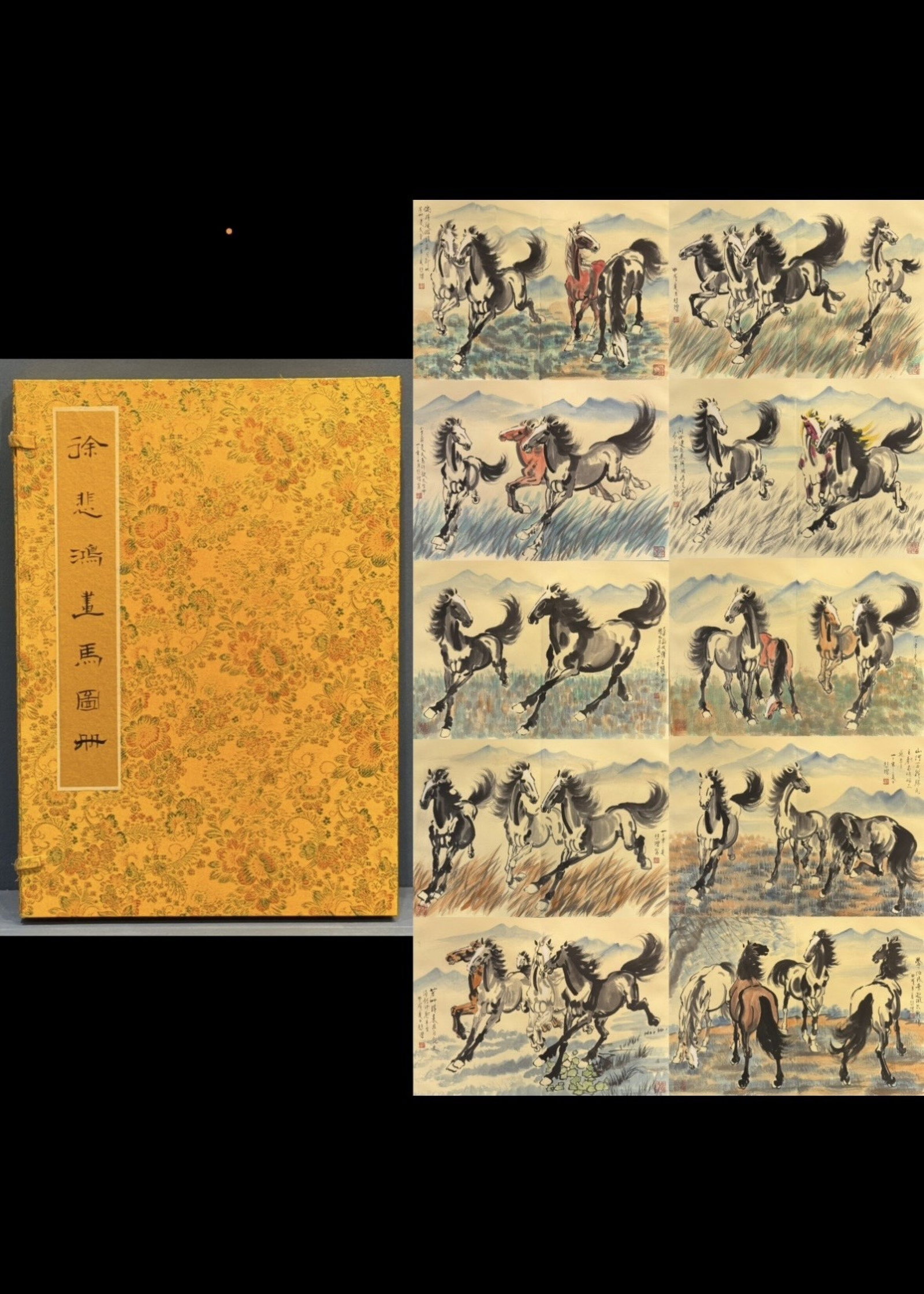 A Chinese Album Ink Painting of Horse on Paper: A Chinese Album Ink Painting of Horse on Paper,Xu Beihong,Size:(Album)12.6inx17.7in,(Without Frame)25.2inx17.7in 一本中国水墨骏马画册,঎