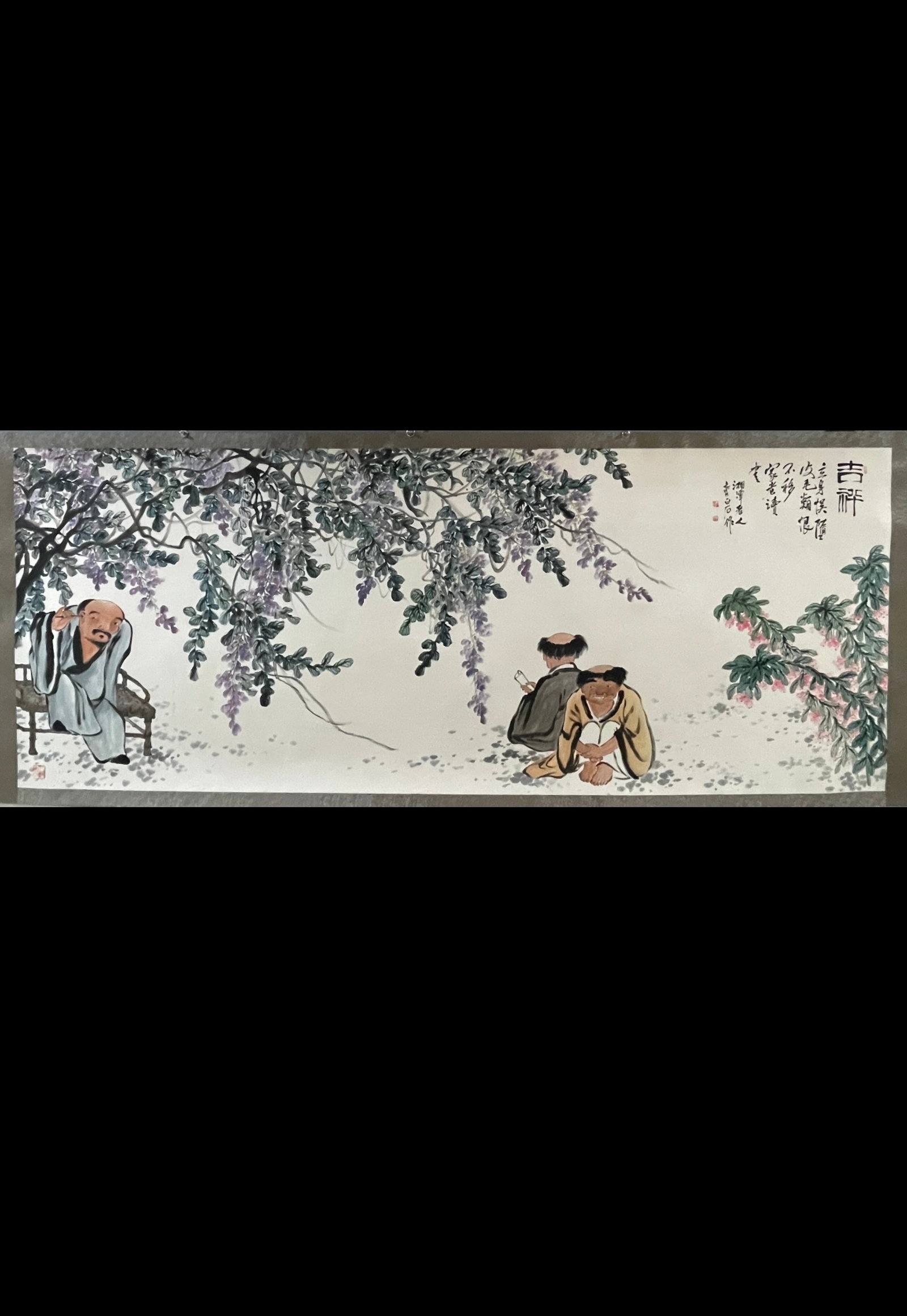 A Chinese Ink Painting of Figure and Story on Paper: A Chinese Ink Painting of Figure and Story on Paper,Qi Baishi,Size:55.1inx141.7in 一幅中国水墨人物故事画,齐白石