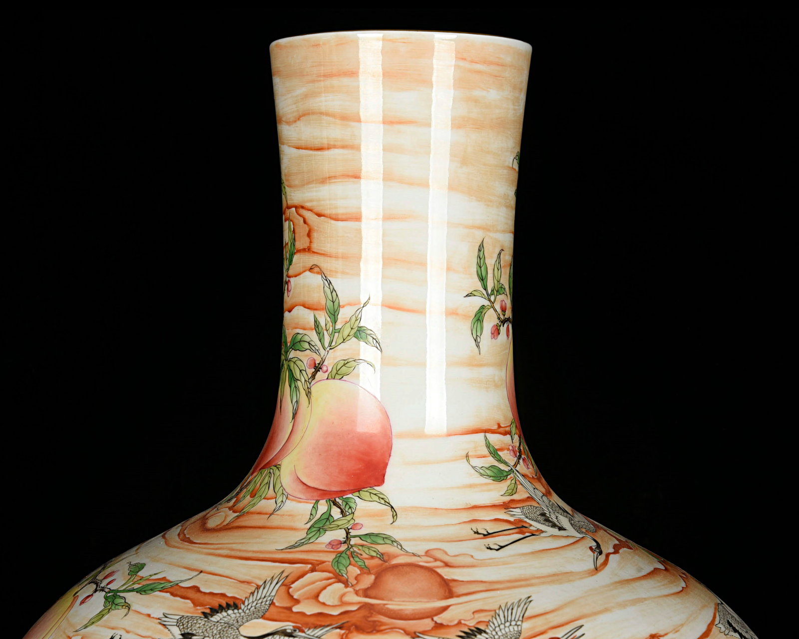 A Huge Enamel Pine and Crane Pattern Vase - 8