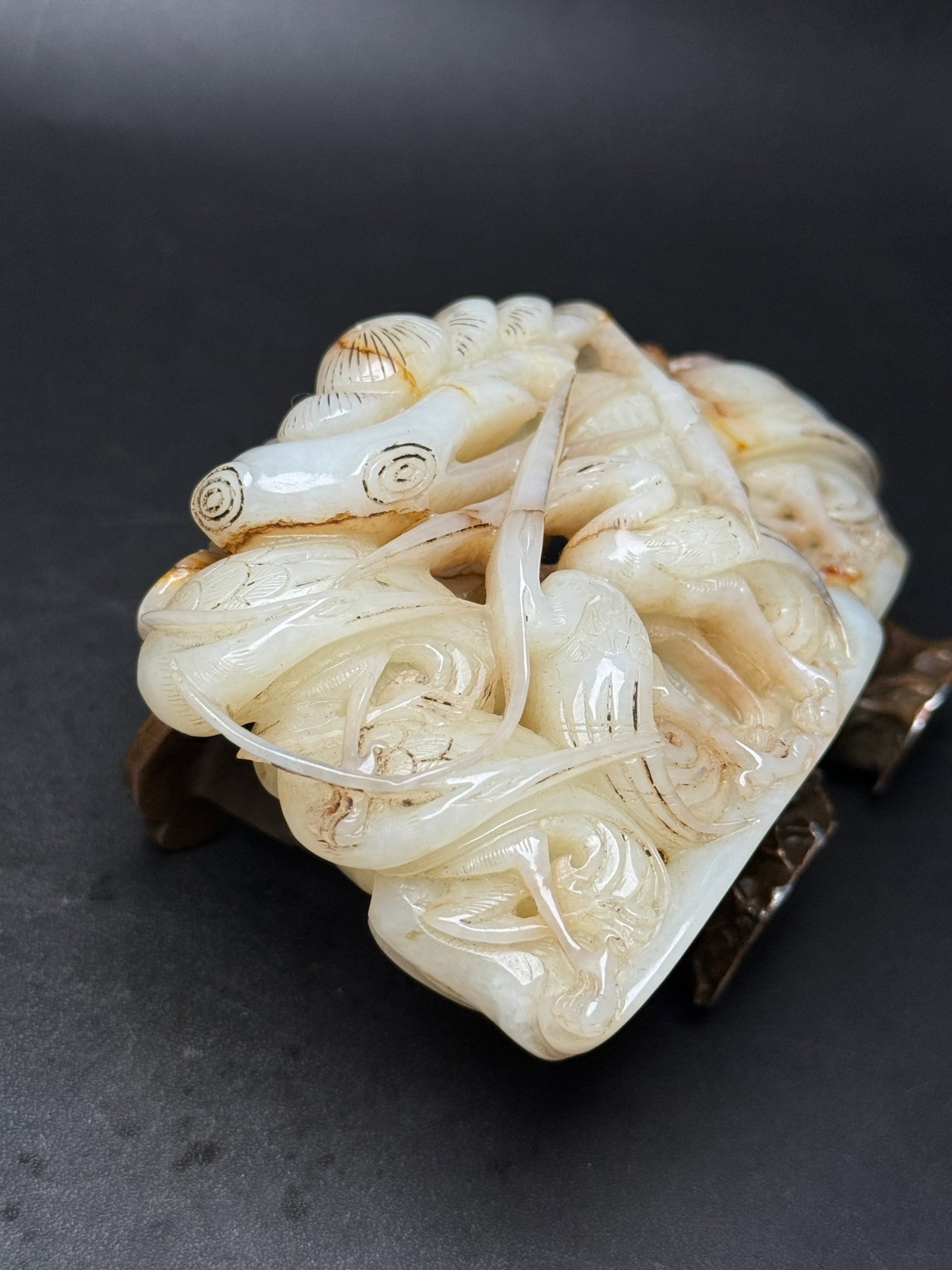 An Exquisite White Jade Crane Pattern Ornament - 4