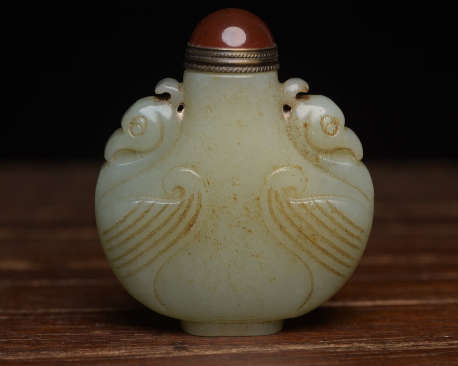 An Exquisite White Jade Phoenix Pattern Snuff Bottle - 2