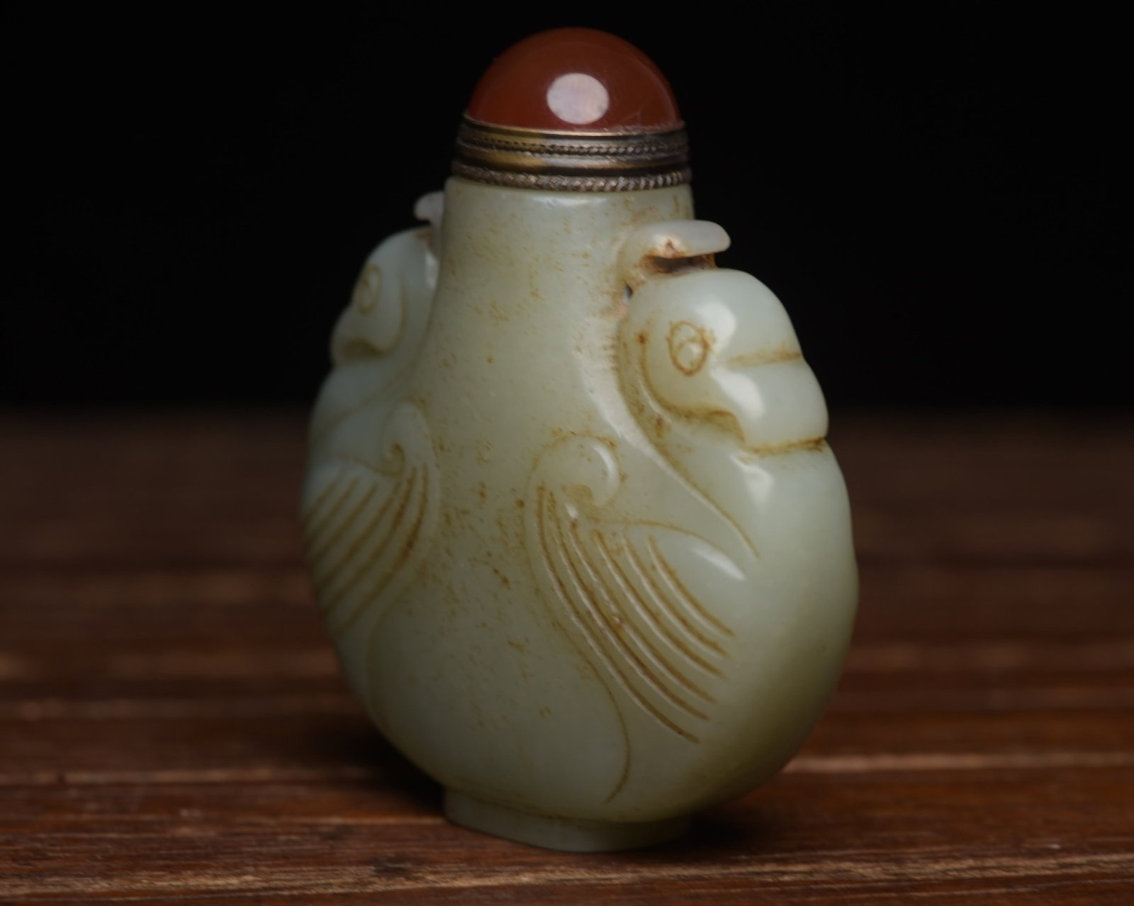 An Exquisite White Jade Phoenix Pattern Snuff Bottle - 3