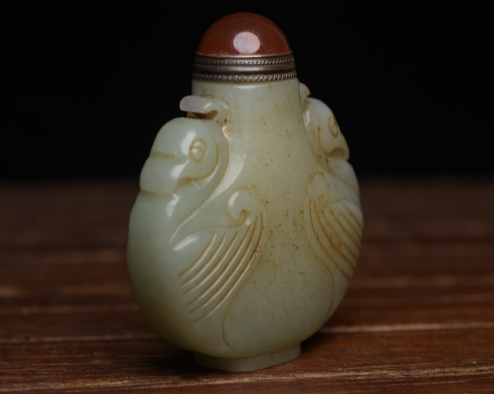 An Exquisite White Jade Phoenix Pattern Snuff Bottle - 4